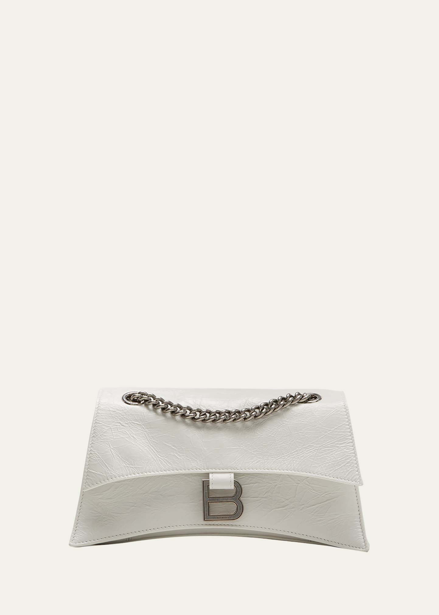 Shop Balenciaga Crush Small Leather Chain Shoulder Bag In Optic White