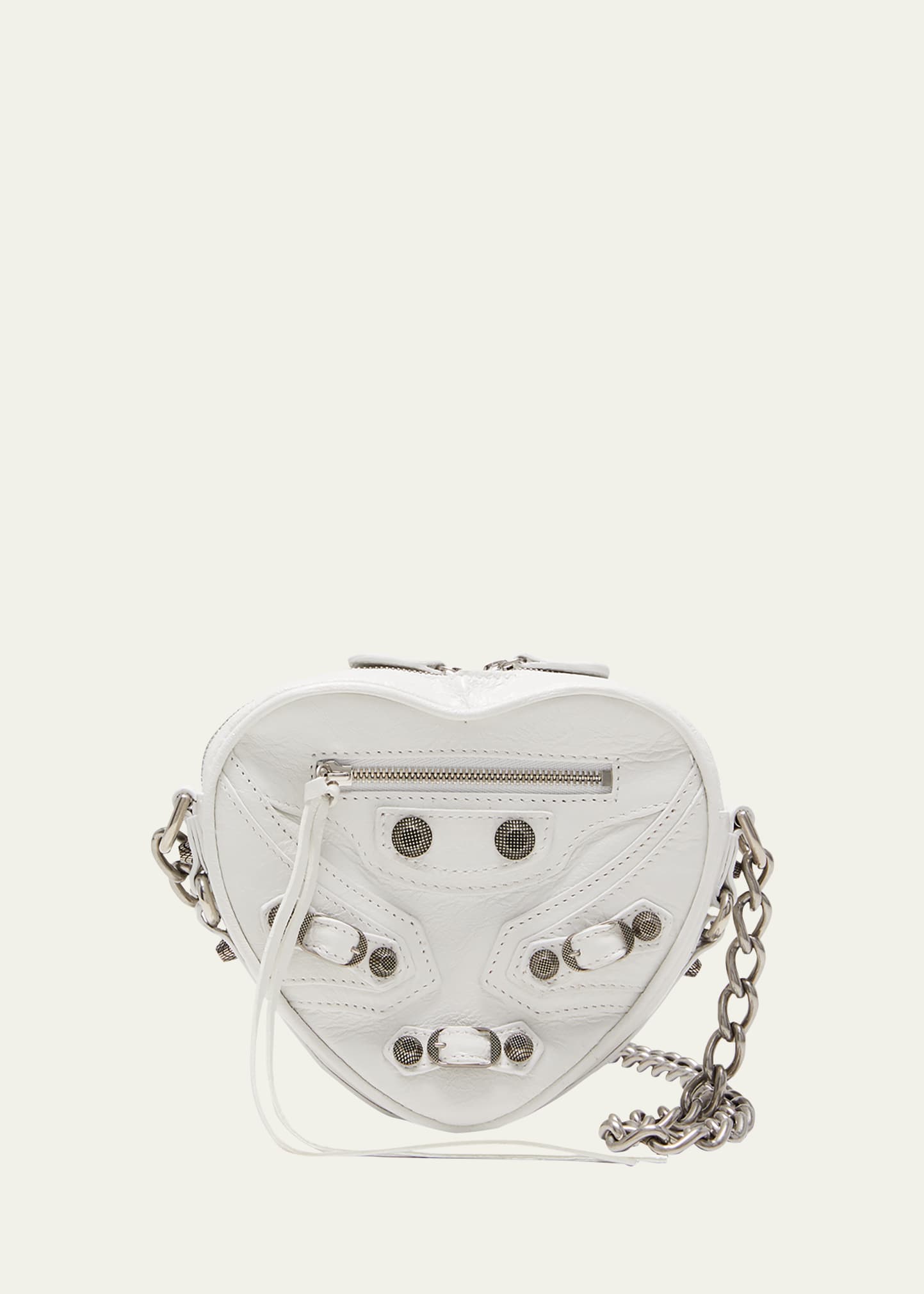 Balenciaga Le Cagole Heart Mini Leather Crossbody Bag In White