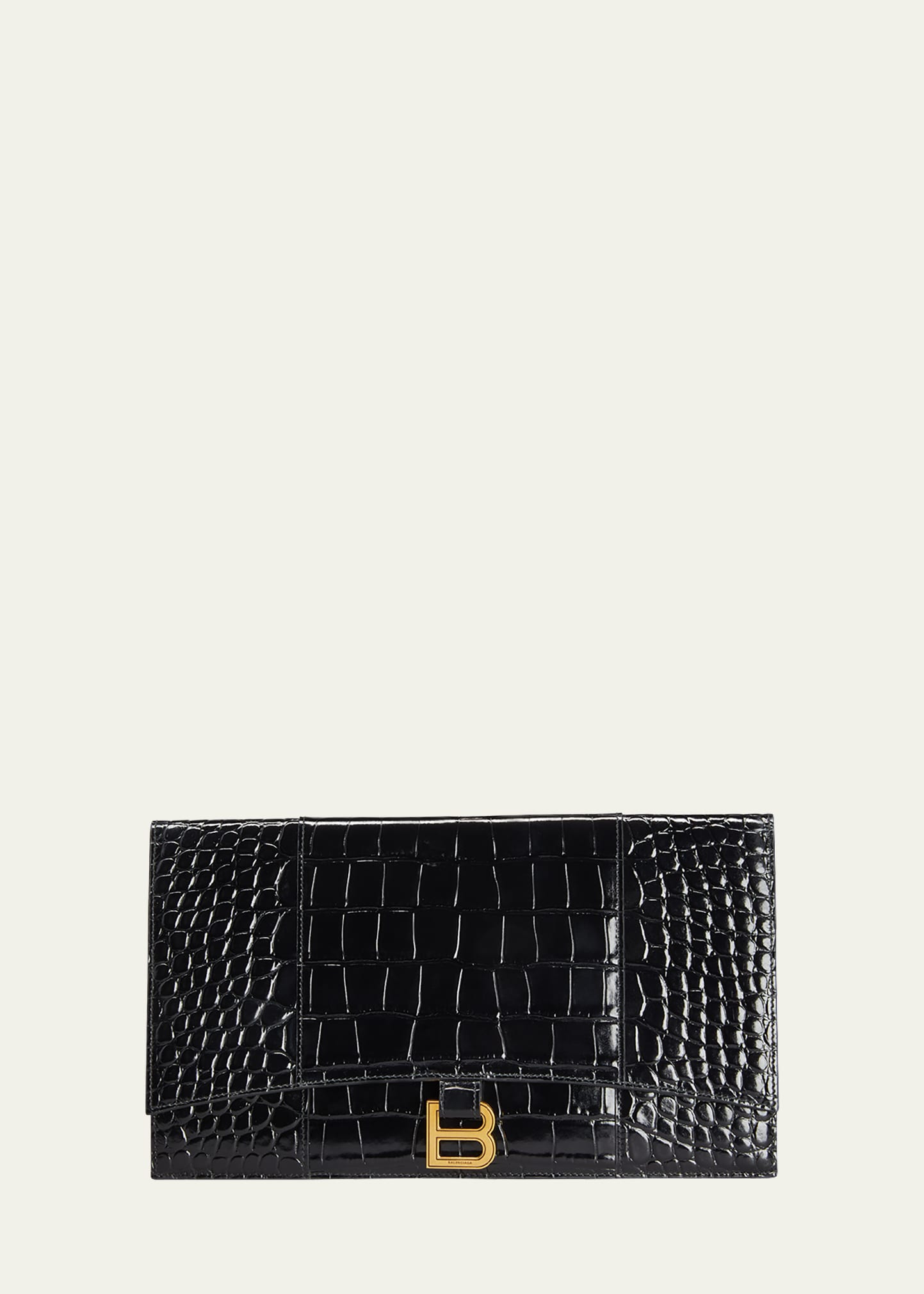 Balenciaga Hourglass Flat Clutch Bag In Black