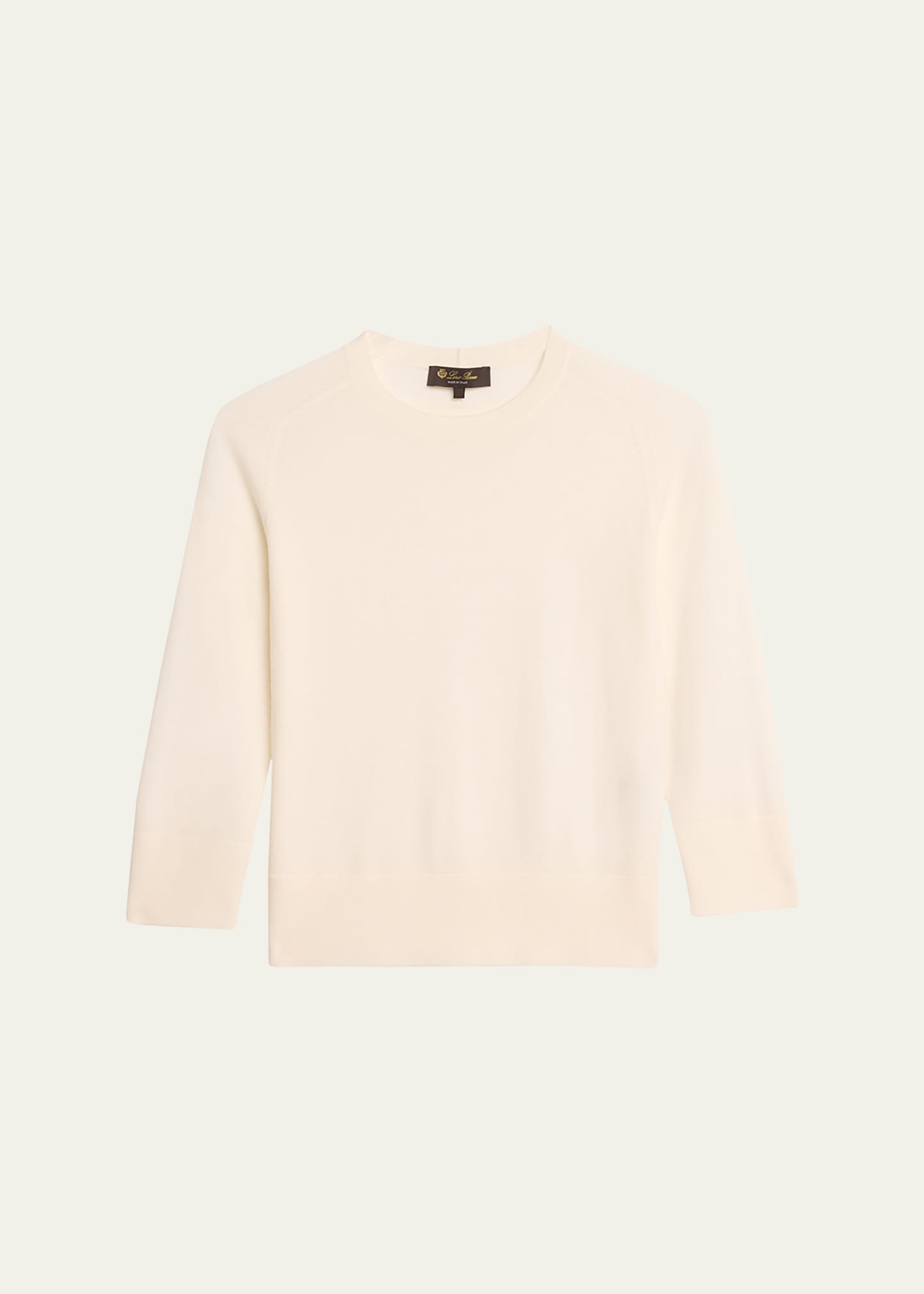 Loro Piana Girocollo Manica Neo Piuma Cashmere Sweater In 1000 White