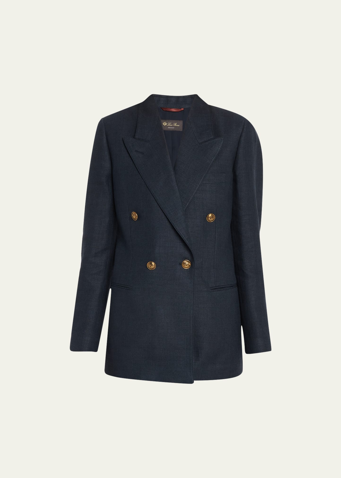 Loro Piana Giacca Aurora Structured Linen Short Coat In W000 Blue Navy