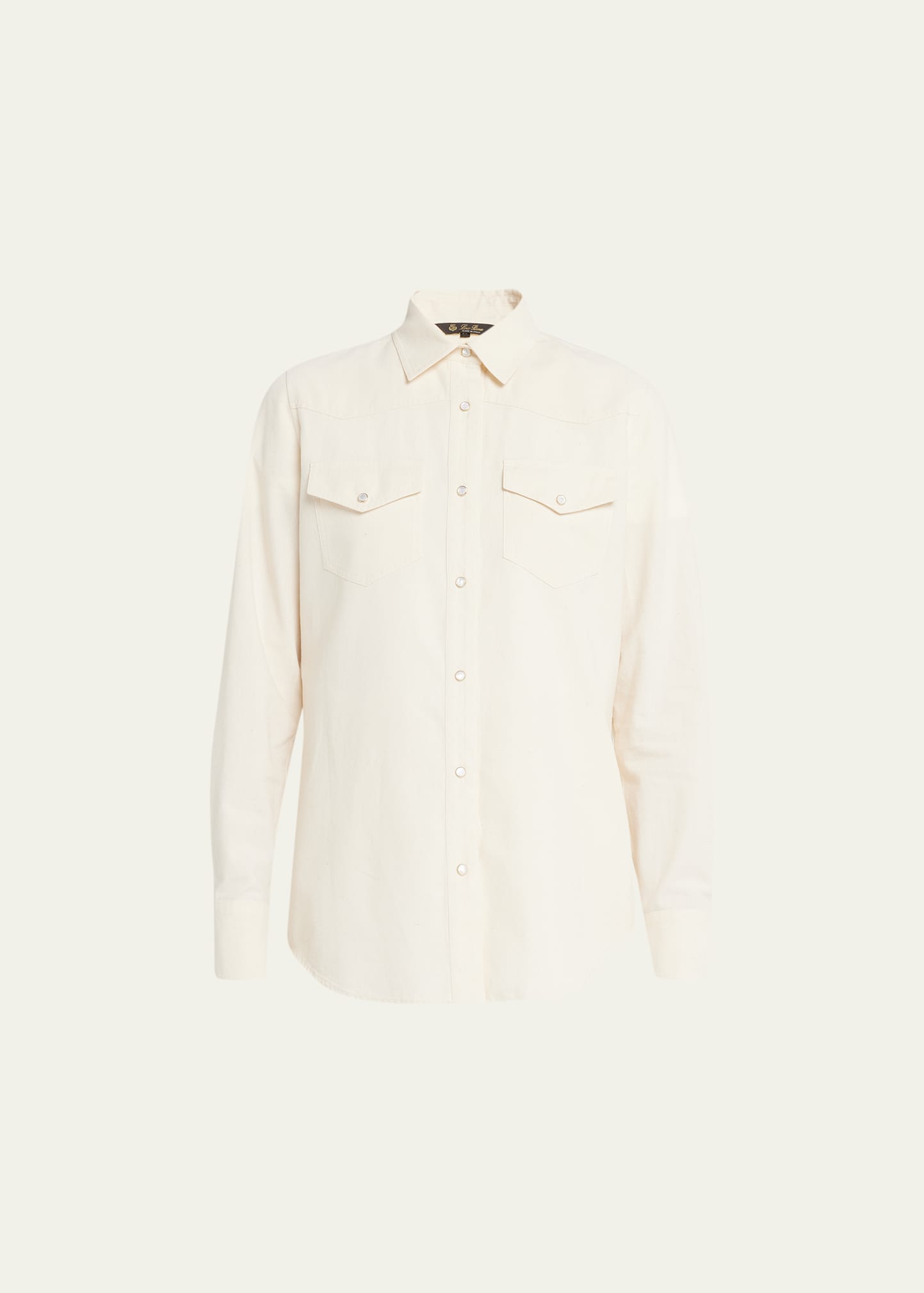 Shop Loro Piana Cam Yelena Okayama Chambray Button-down Shirt In A08u Rice Milk