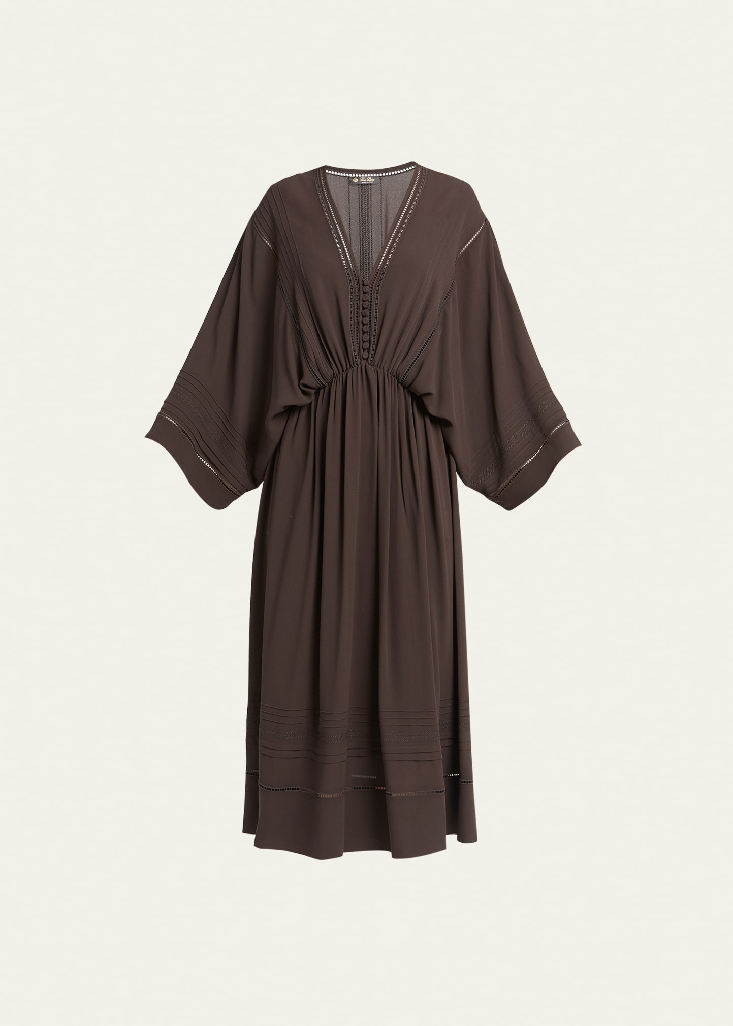 Loro Piana Abito Henrietta Crepe Sable Midi Dress In H0hj Charcoal Bro
