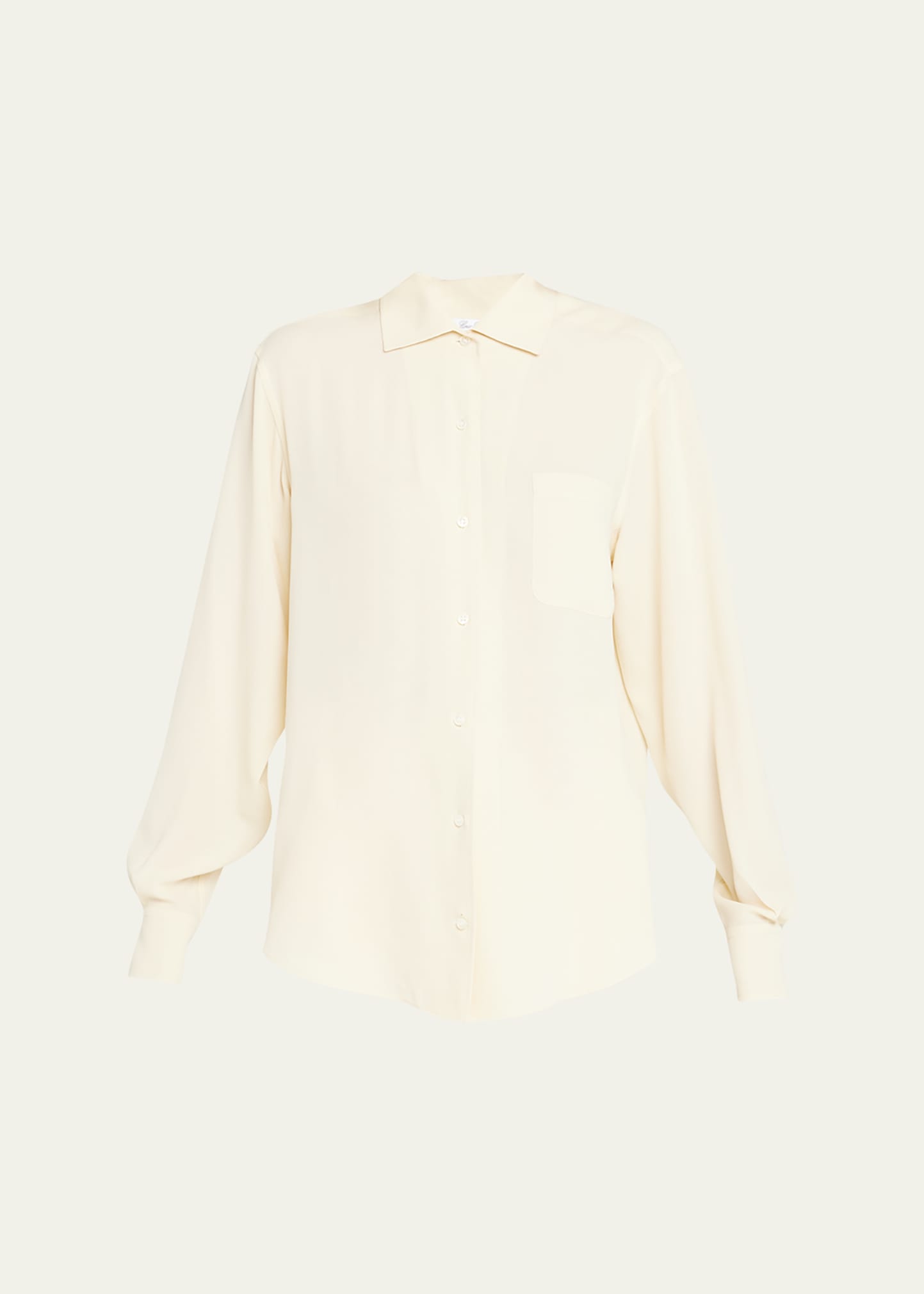 Shop Loro Piana Andre Button-front Crepe Sable Blouse In A08x Shea Butter