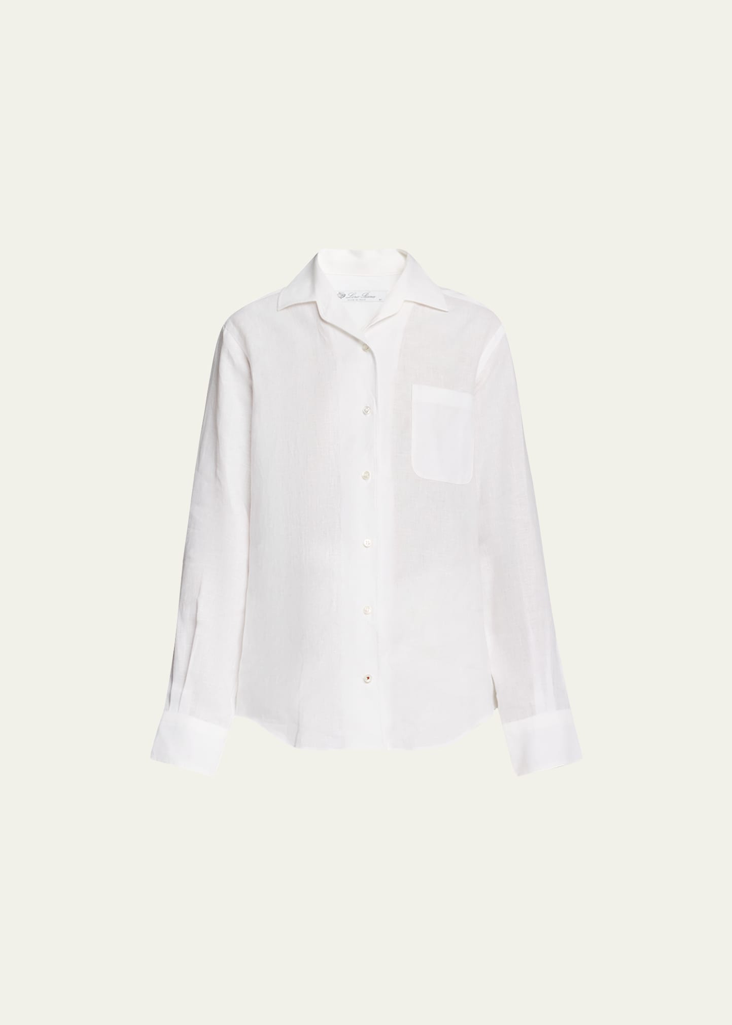 Shop Loro Piana Andre Solaire Button-front Linen Blouse In 1005 Optical Whit