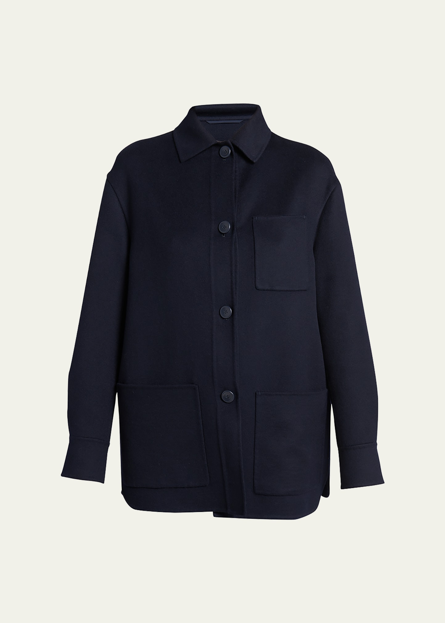 Shop Loro Piana Giubb Larson Cashmere Button-front Short Coat In W000 Blue Navy