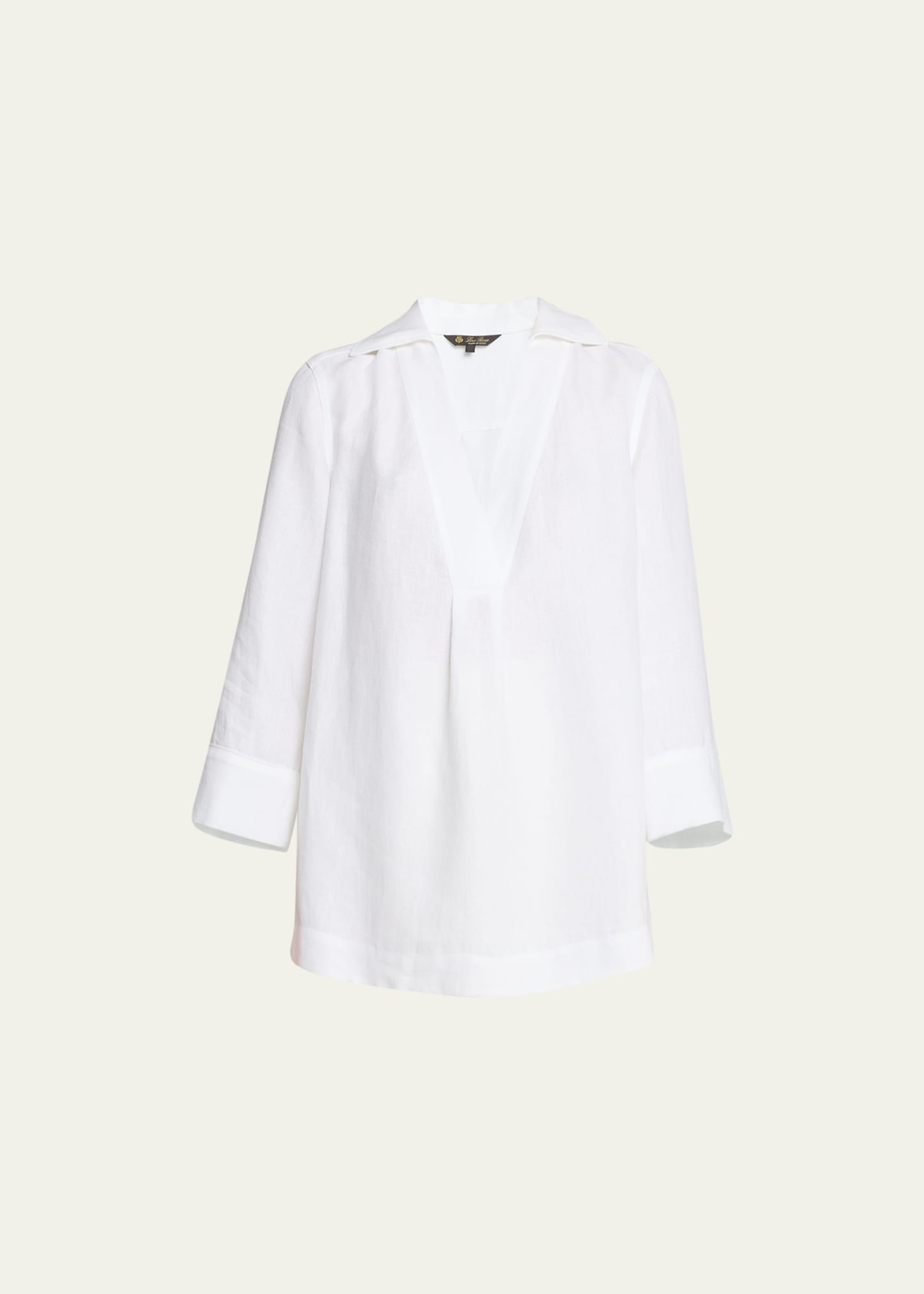 Loro Piana Serena Linen Tunic Blouse In White