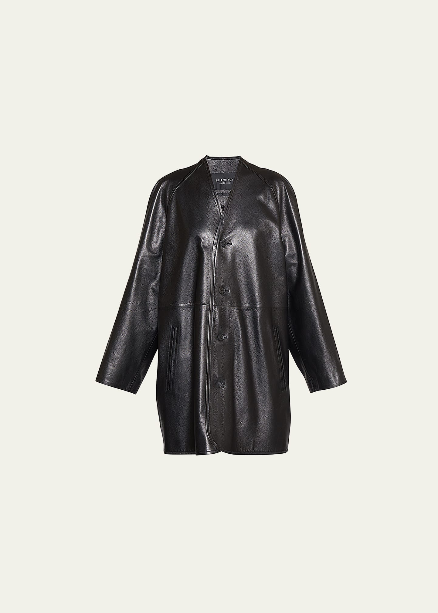 Balenciaga Oversize Leather Lining Jacket In Noir