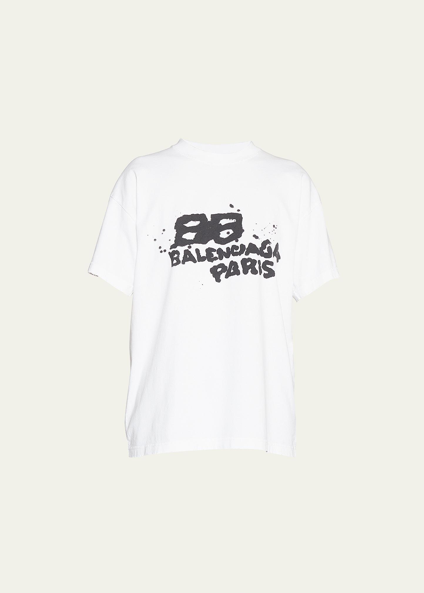 Balenciaga Hand Drawn Bb Icon T-shirt Medium Fit In White | ModeSens
