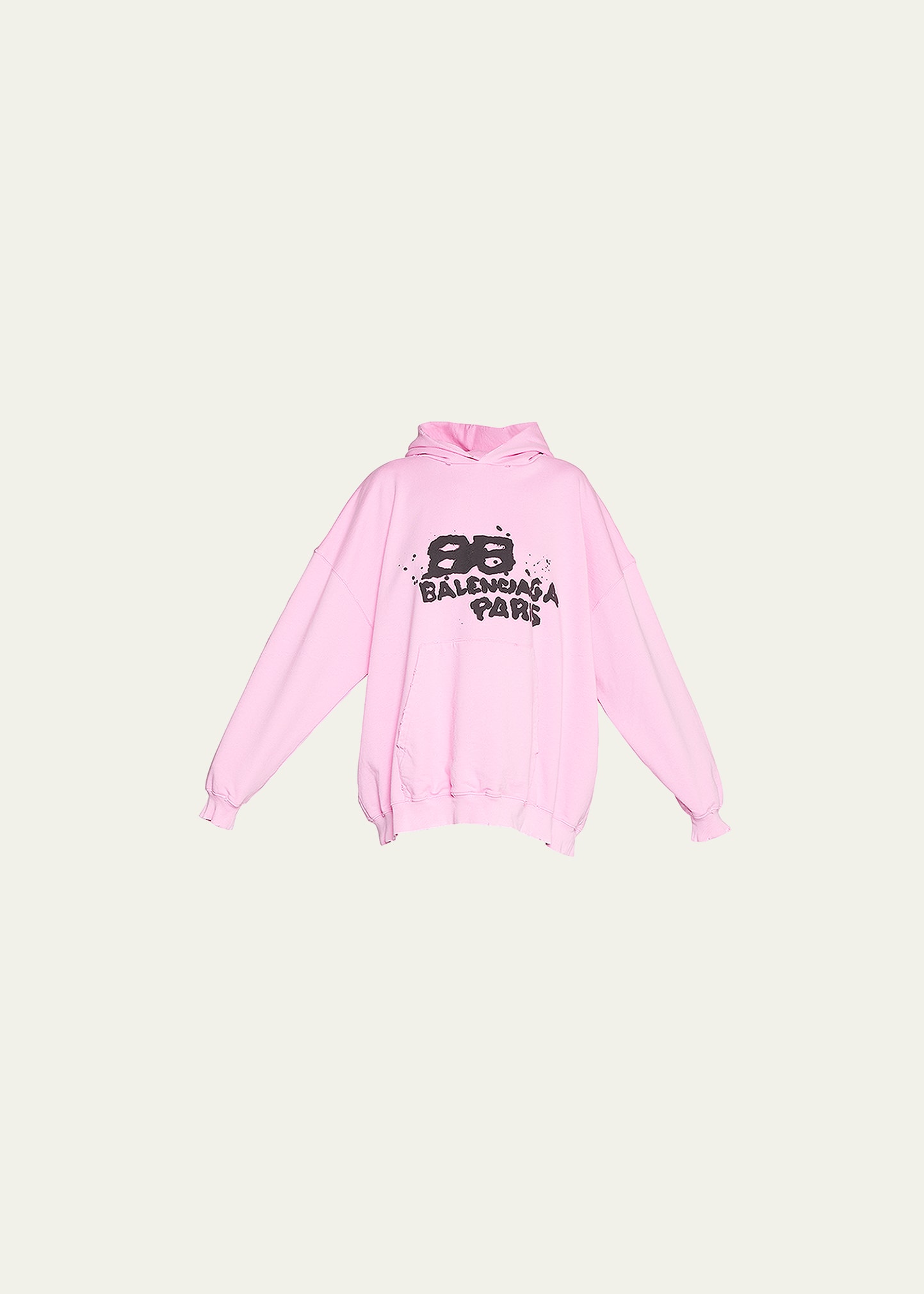 Shop Balenciaga Hand Drawn Bb Icon Oversized Hoodie In Natrouge