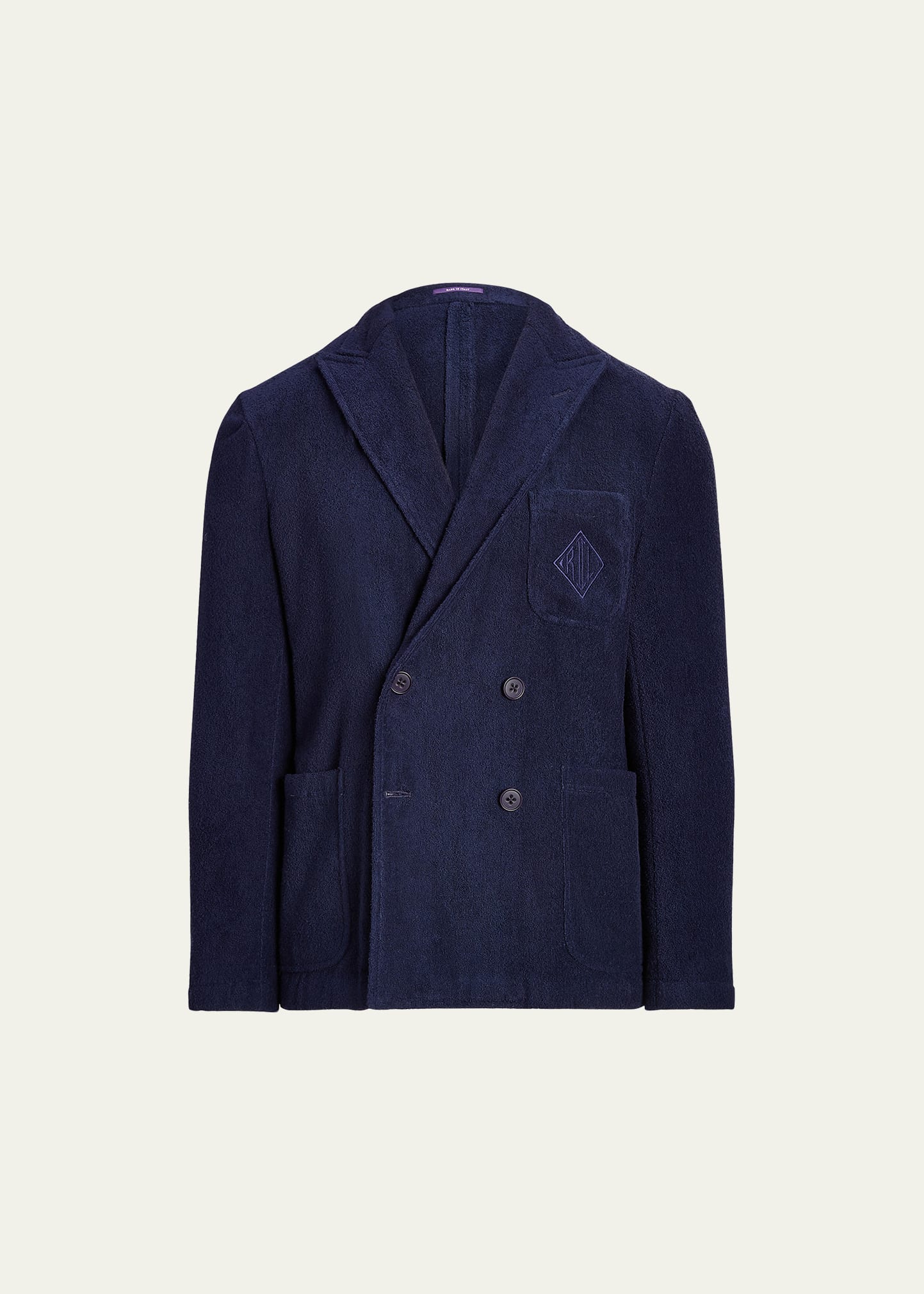 Ralph Lauren Purple Label Men's Hadley Carlton Double-breasted Terry Blazer In Navy