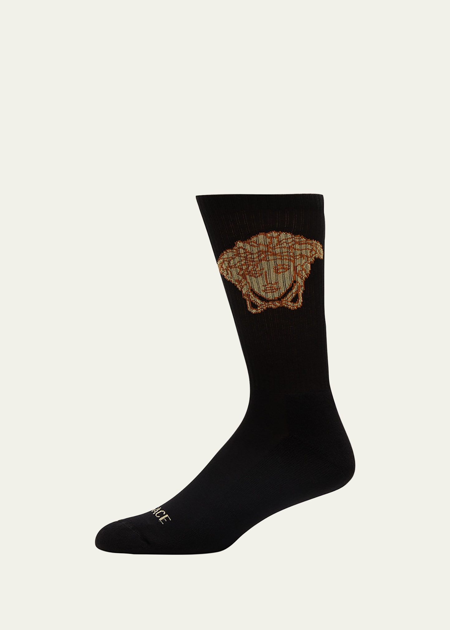 Shop Versace Men's Medusa Athletic Crew Socks In Blackgold