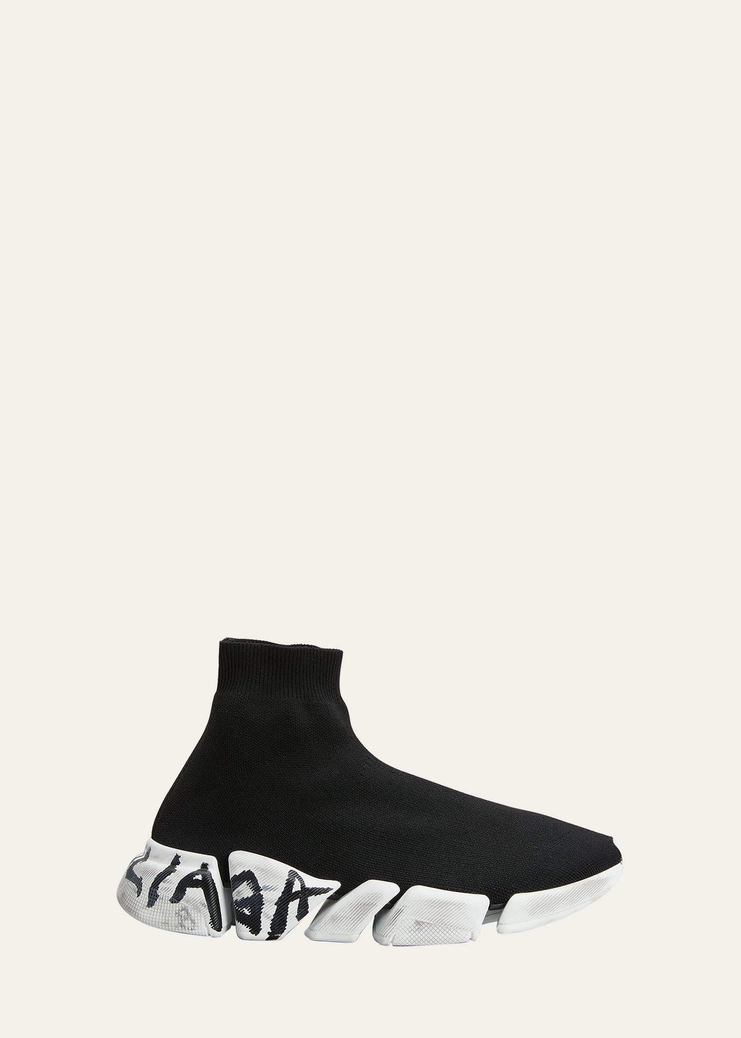 Balenciaga Sneakers Speed 2.0 Graffiti In Maglia Riciclata  Da Donna In Nero In 1091 Black/white