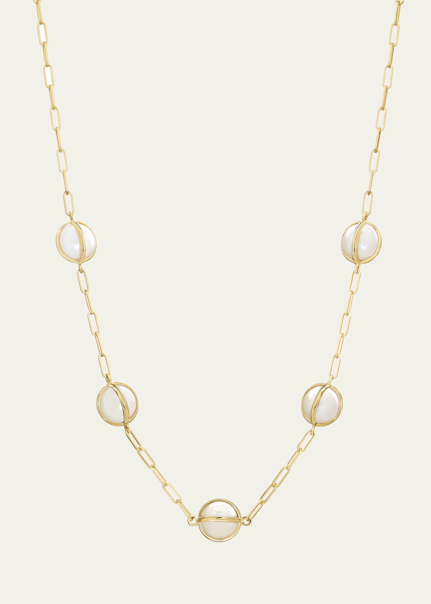 18K Pearl Paperclip Chain Celeste Necklace