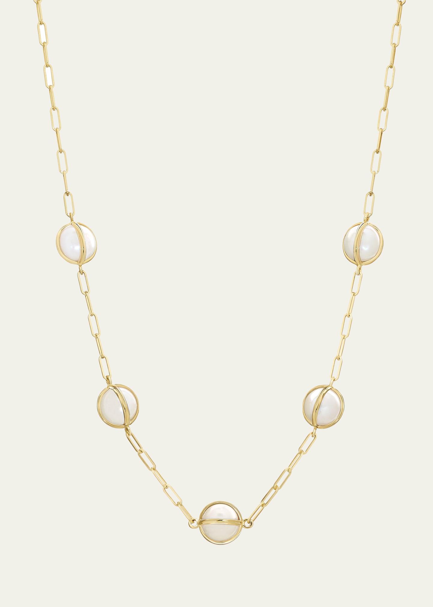 L. Klein 18k Pearl Paperclip Chain Celeste Necklace In White/gold