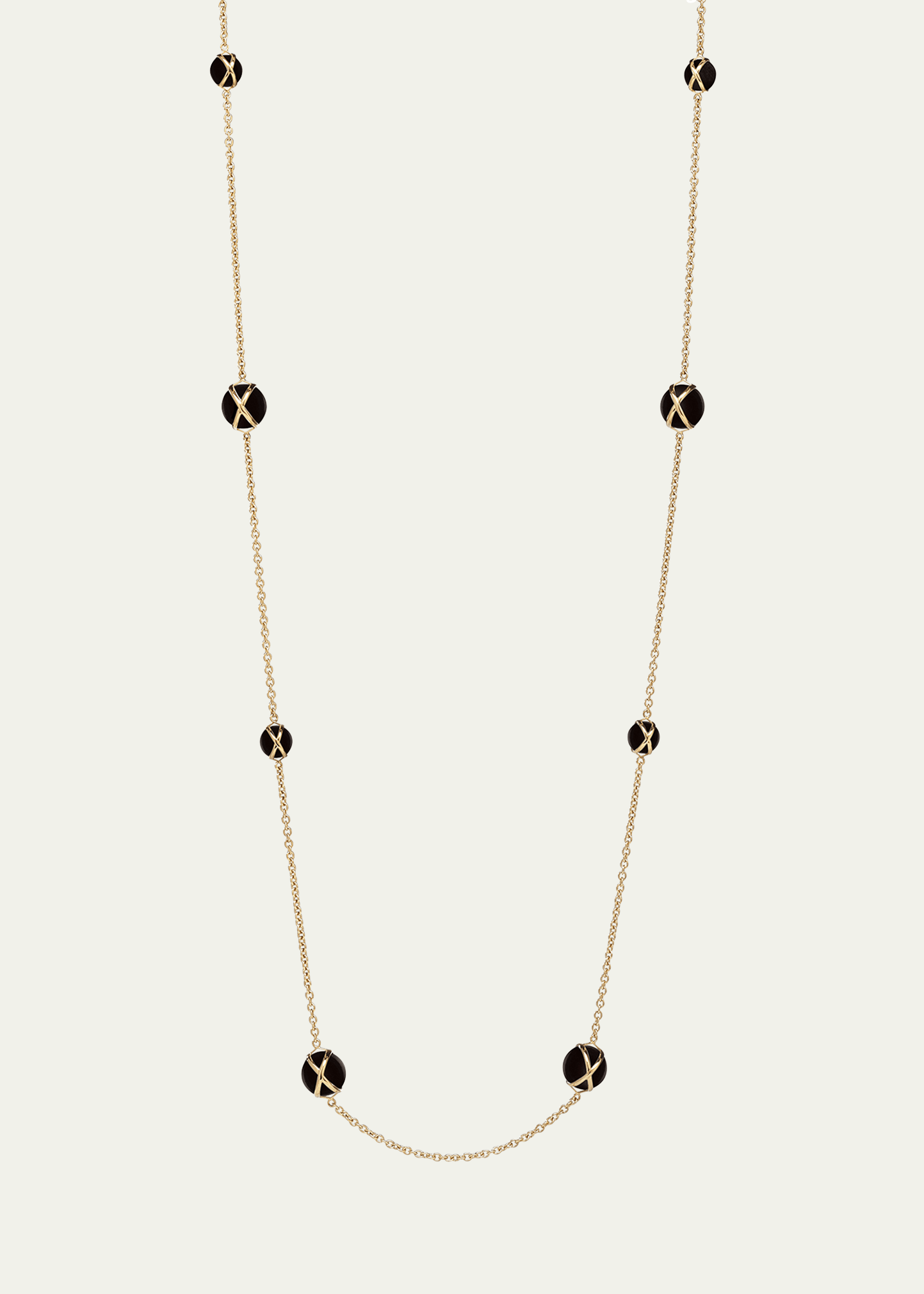 Prisma 18k Gold Black Agate Station Chain Necklace