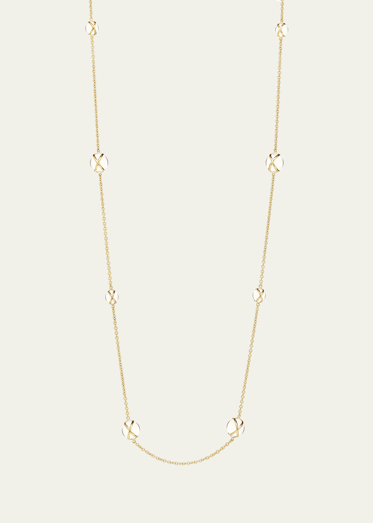 L. Klein Prisma 18k Gold Crystal Quartz Station Chain Necklace