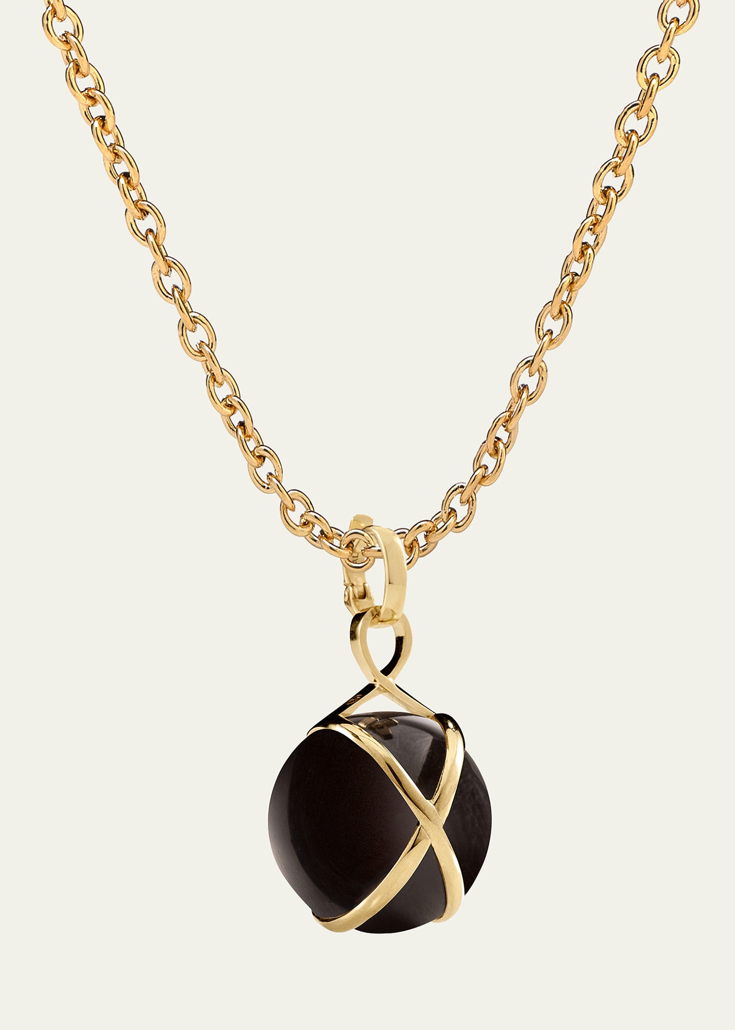 Prisma 18k Gold & Black Agate Large Pendant Luxe Chain Necklace