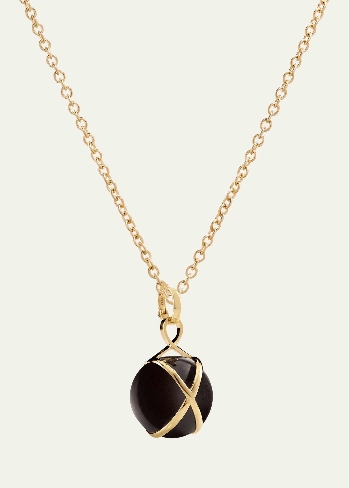 Prisma 18k Gold & Black Agate Medium Pendant Classic Chain Necklace