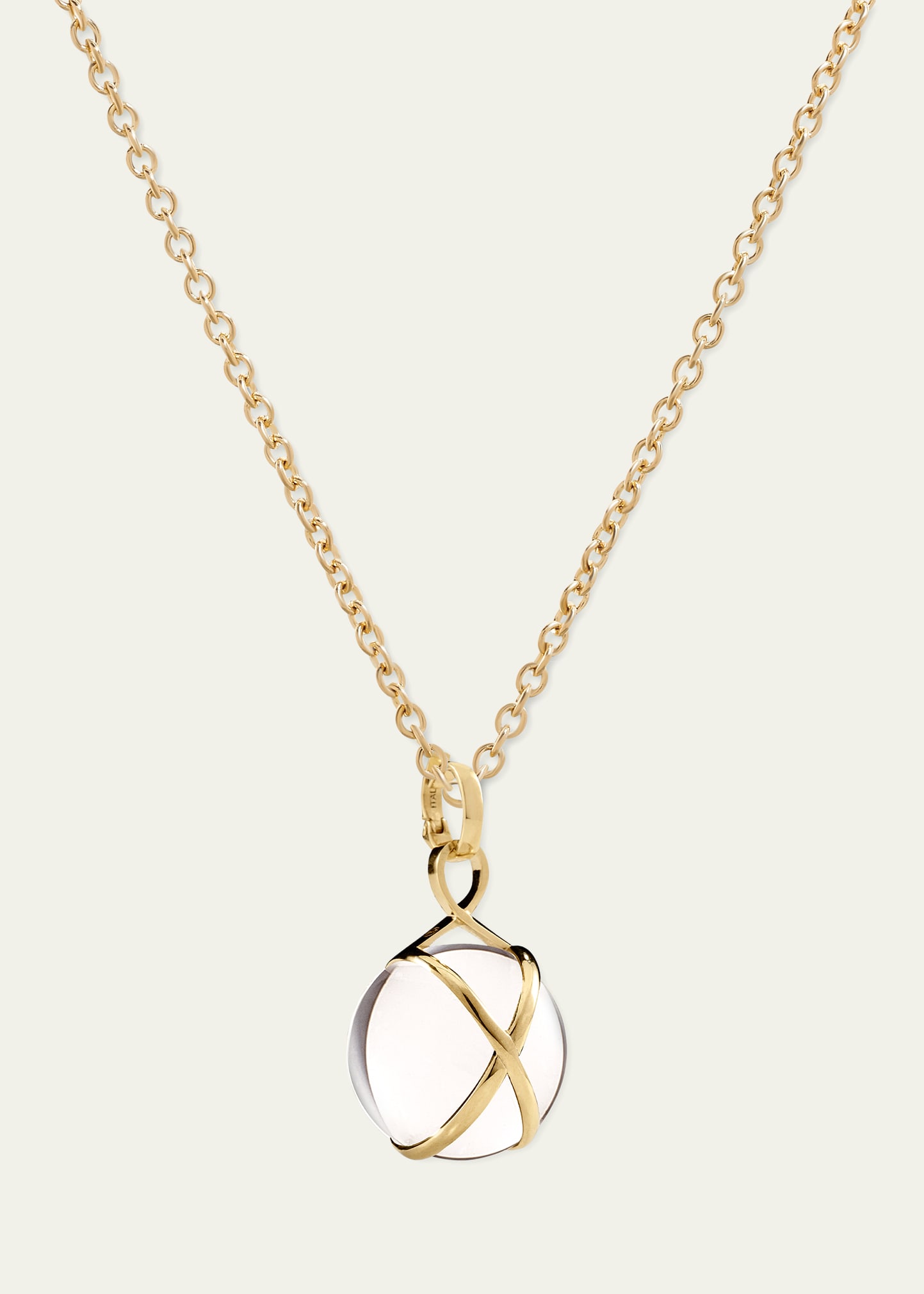 L. Klein 18k Yellow Gold Prisma Crystal Quartz 14mm Pendant Classic Chain Necklace, 16-18 In Gold