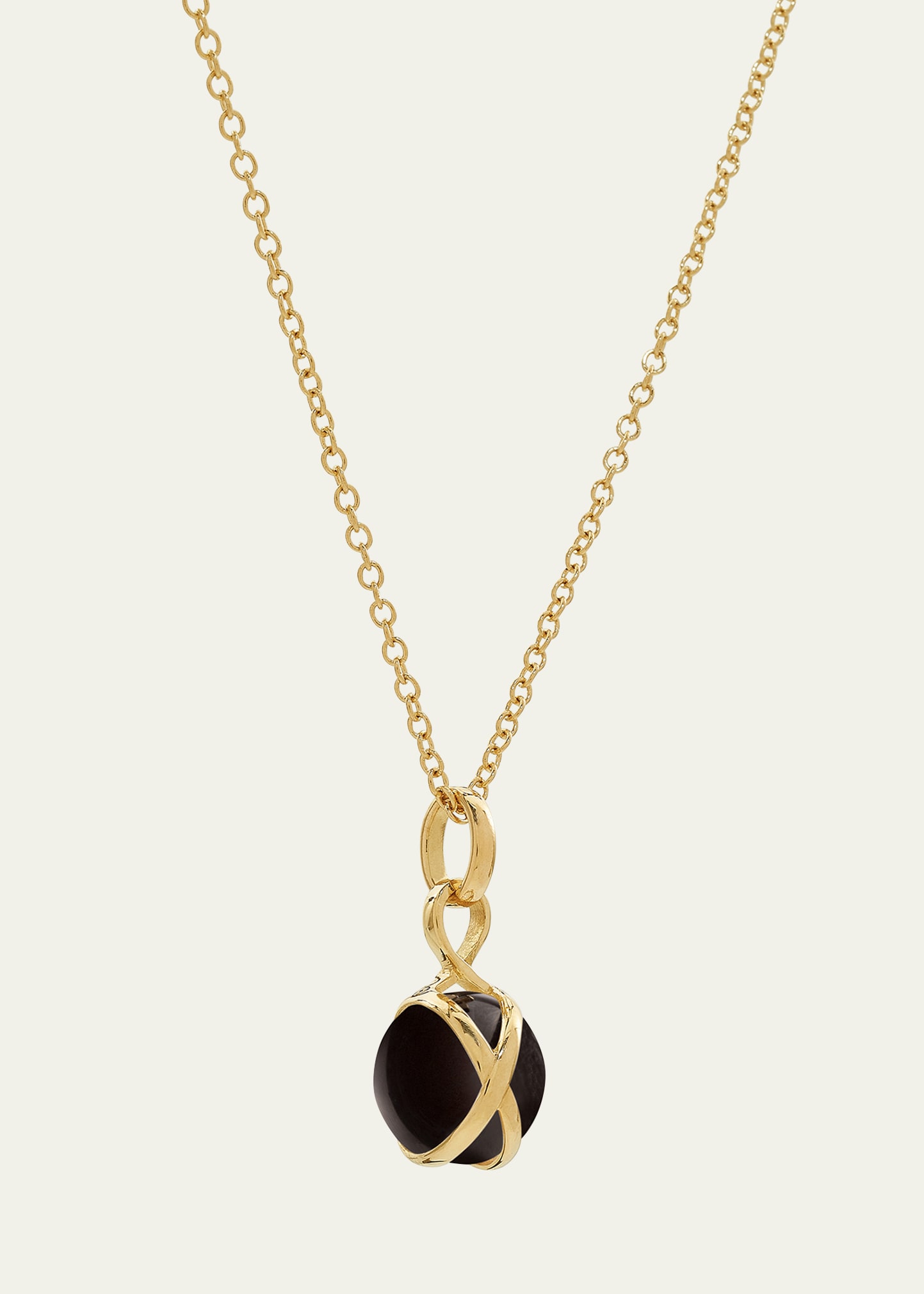 Prisma 18k Gold & Black Agate Small Pendant Brilliant Chain Necklace