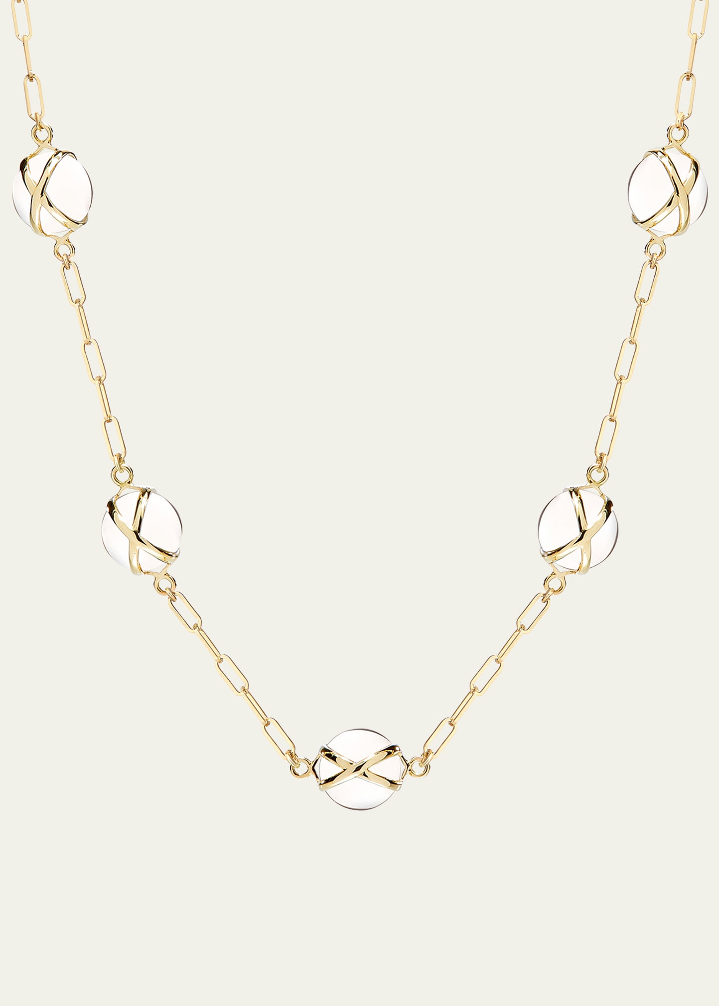 Prisma 18k Gold Paperclip Chain Necklace with Quartz Crystal