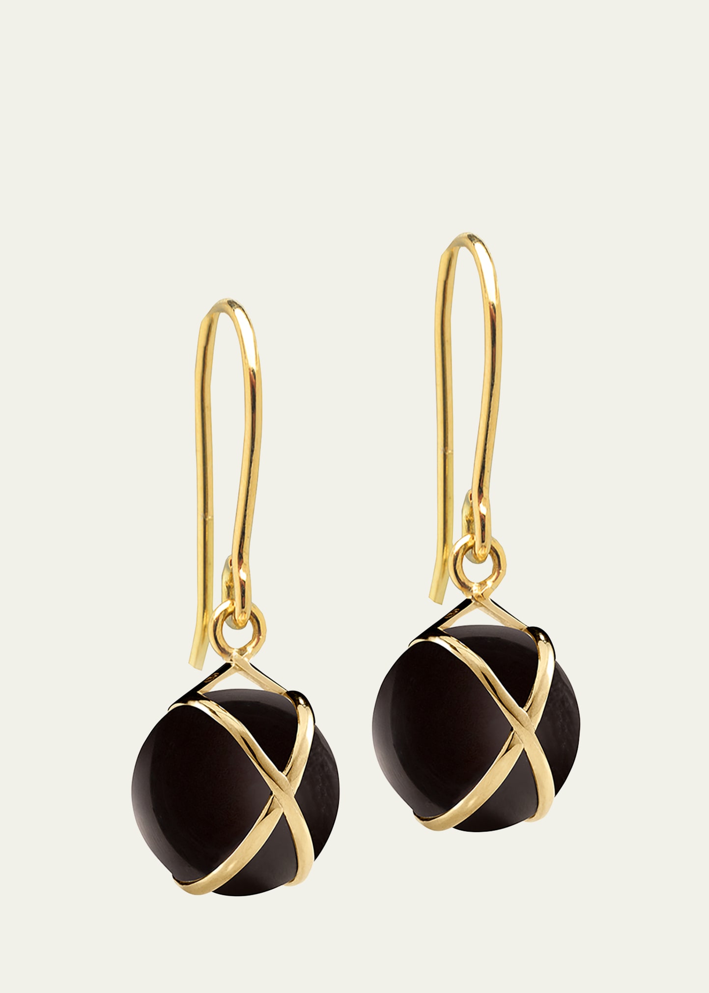 L. Klein 18k Gold Black Agate Drop Earrings In Black/gold