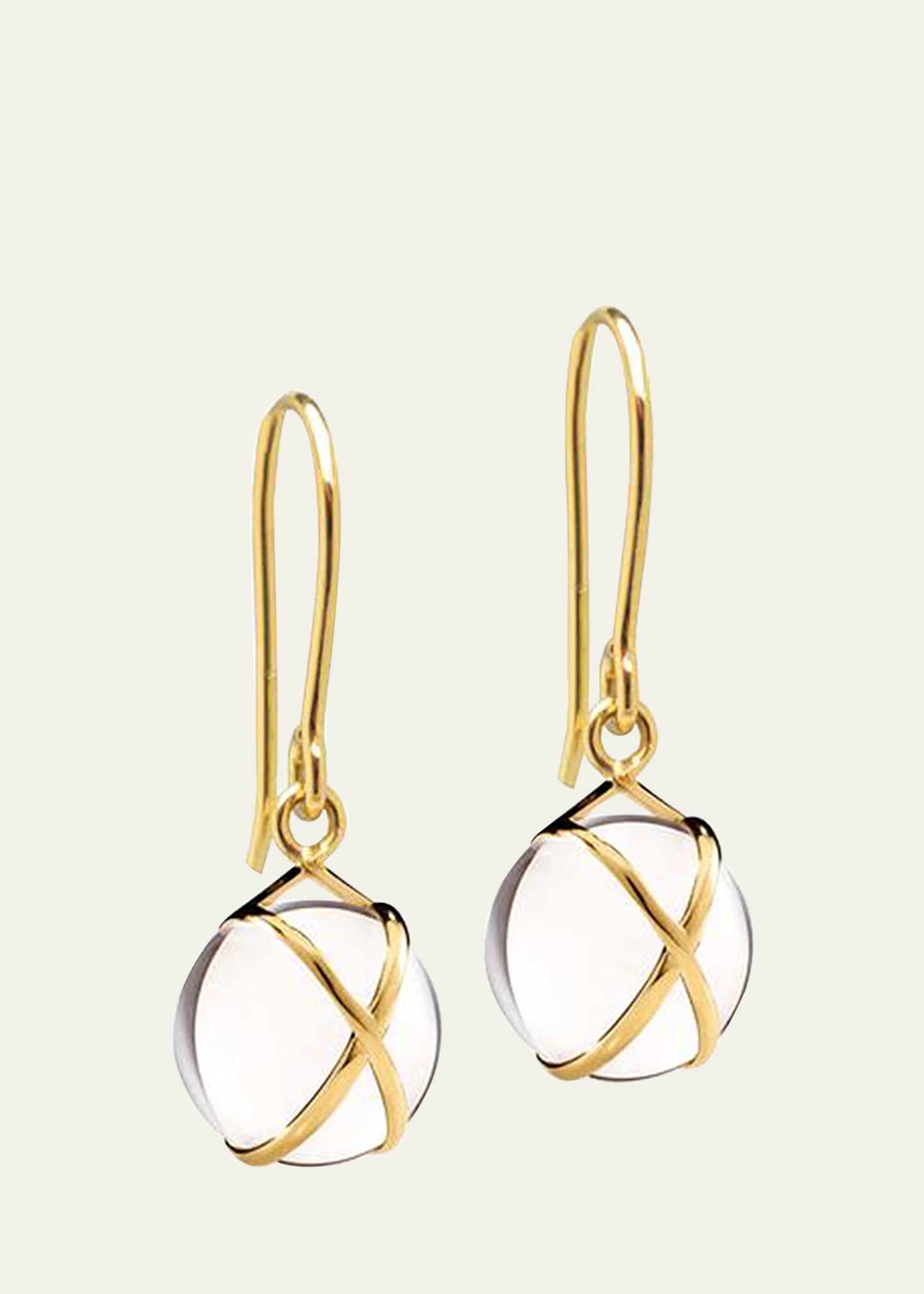 L. Klein Prisma 18k Gold Crystal Quartz Drop Earrings