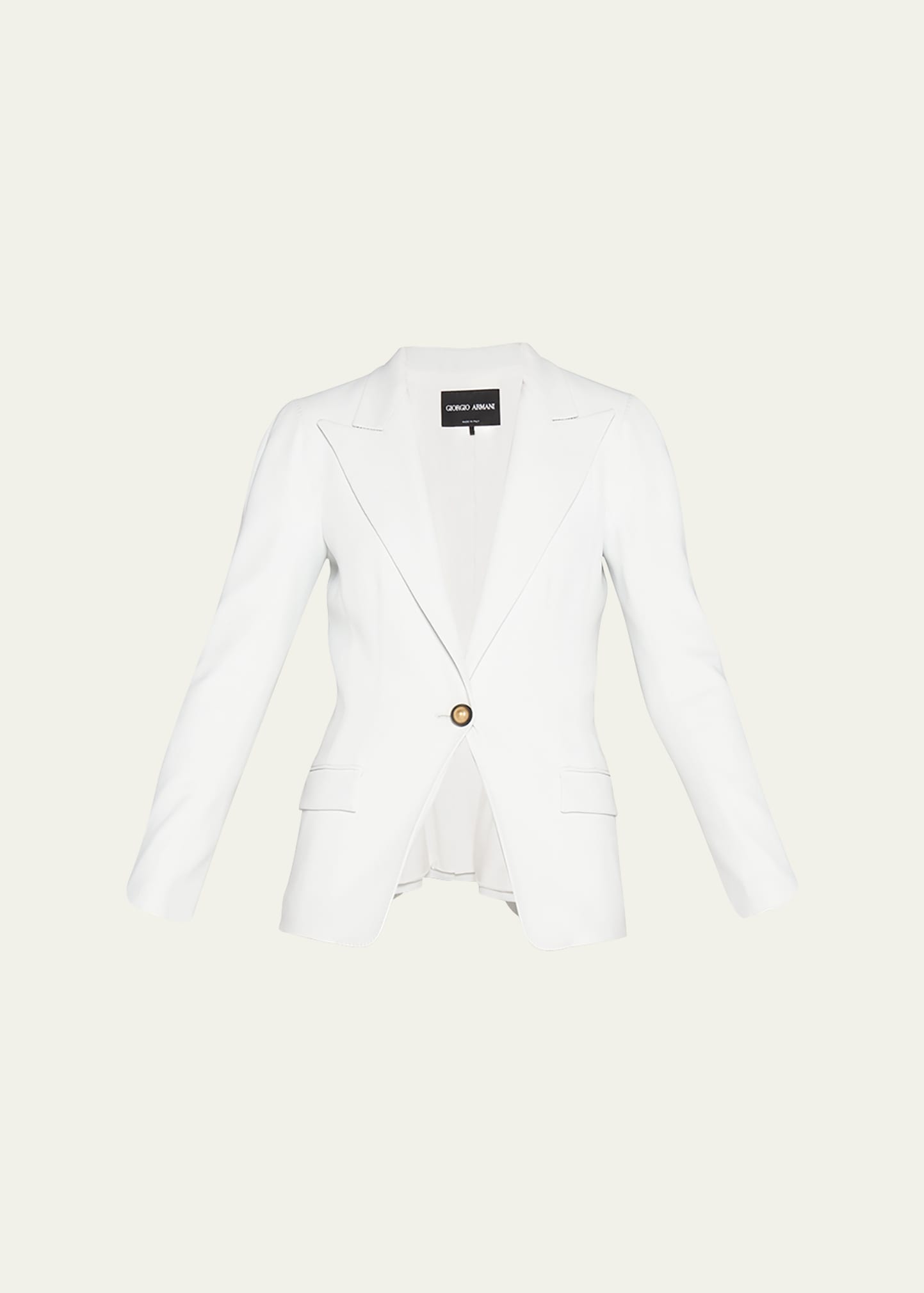 Shop Giorgio Armani Viscose Cady Single-breasted Blazer In Ice