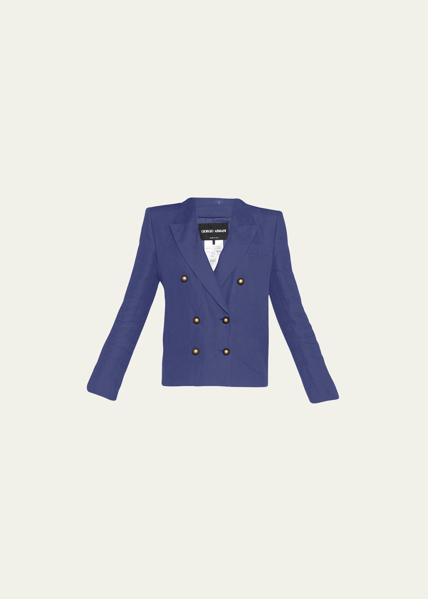 Shop Giorgio Armani Double-breasted Crop Silk Blazer In Purple