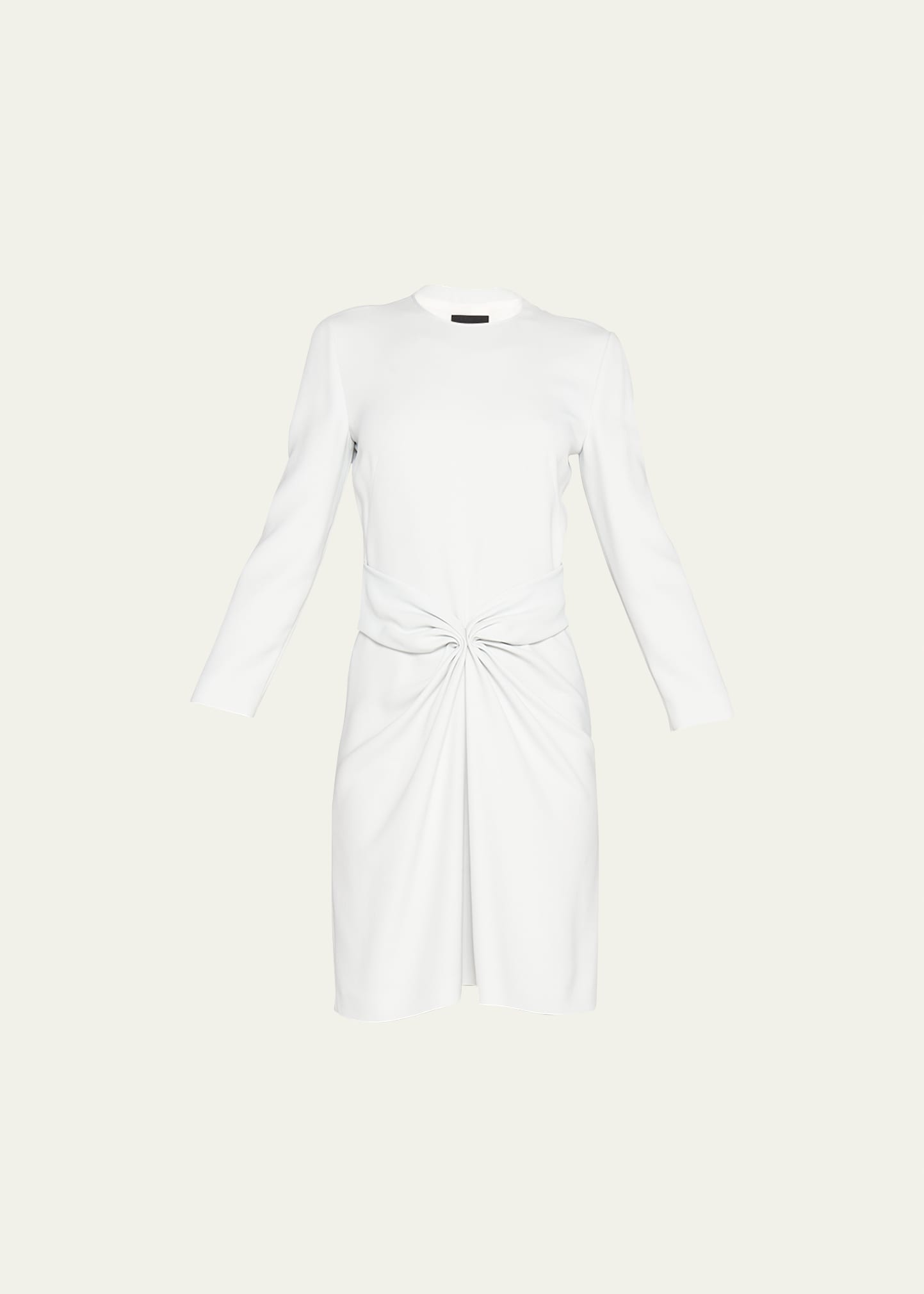 Shop Giorgio Armani Ruched Long-sleeve A-line Dress In Ice