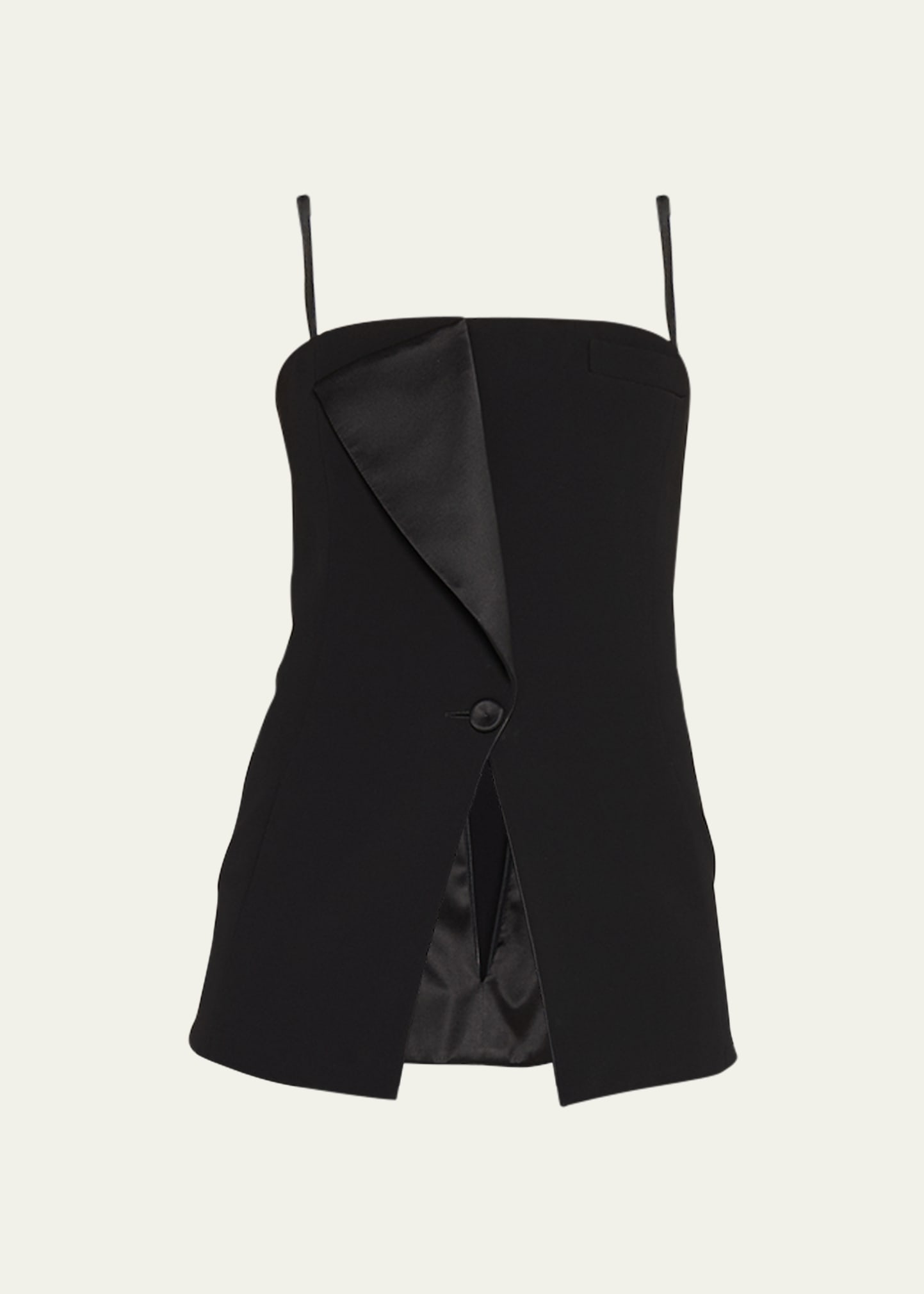 Strapless Satin-Lapel Tuxedo Top