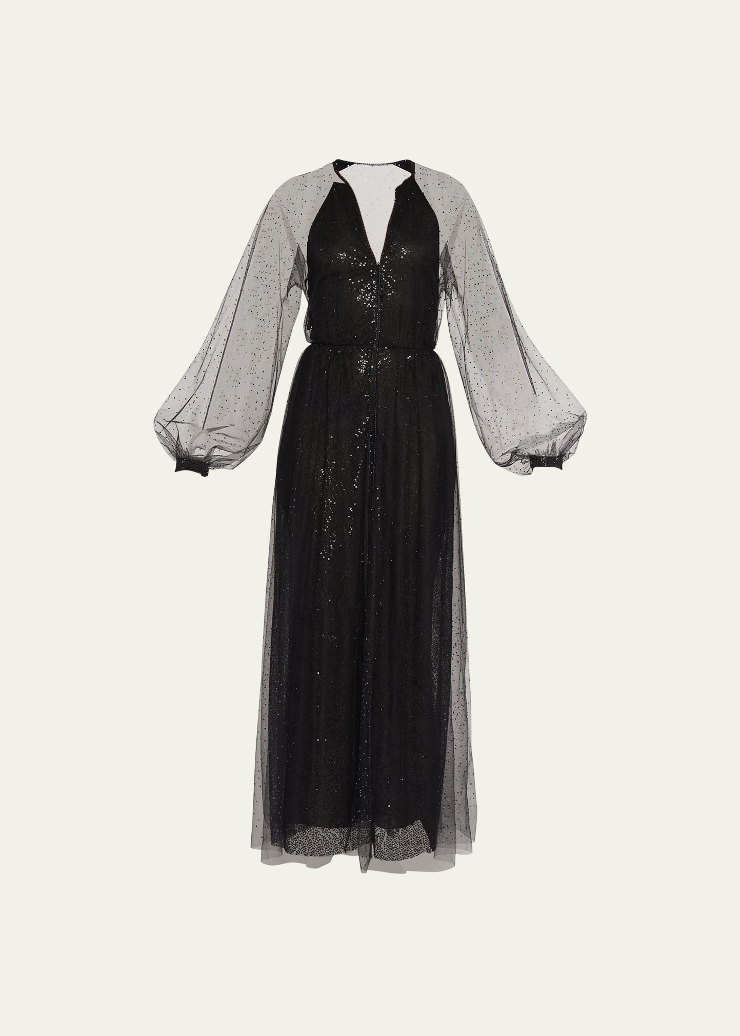 Shop Giorgio Armani Strass Tulle-overlay Sequin Silk Gown In Black