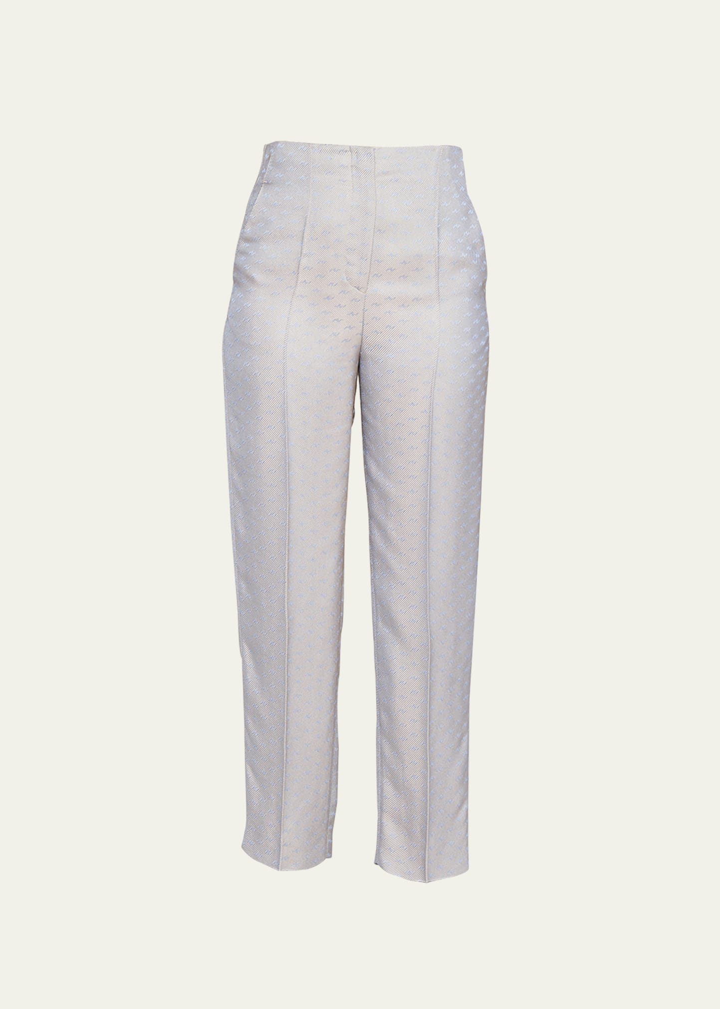 Straight-Leg Ankle Jacquard Trousers