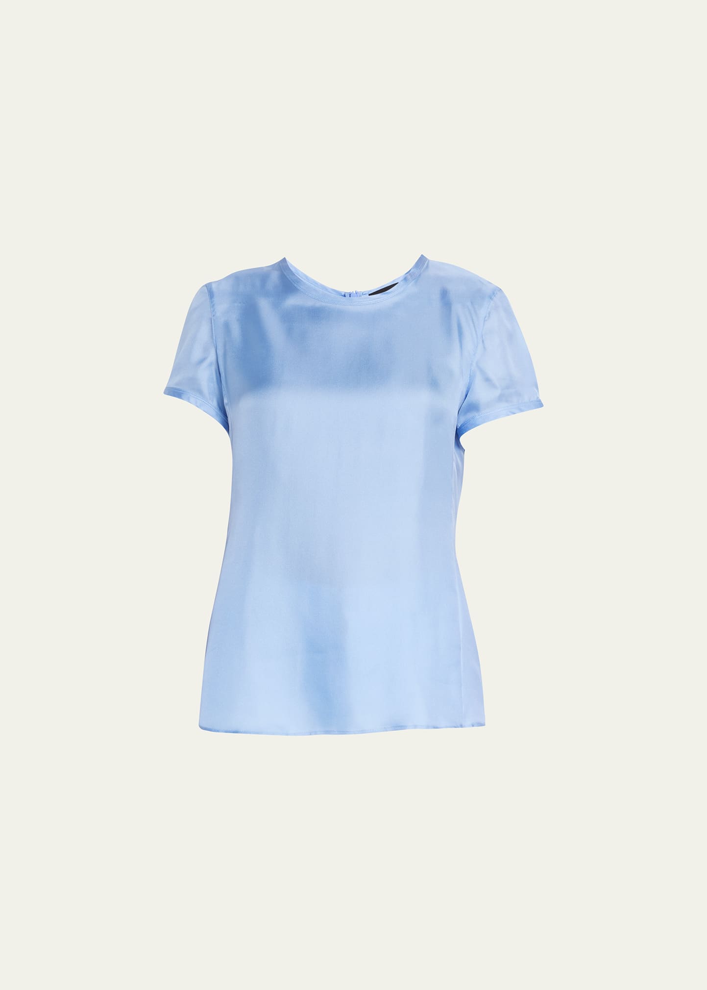 Giorgio Armani Crewneck Short-sleeve Silk T-shirt In Blue