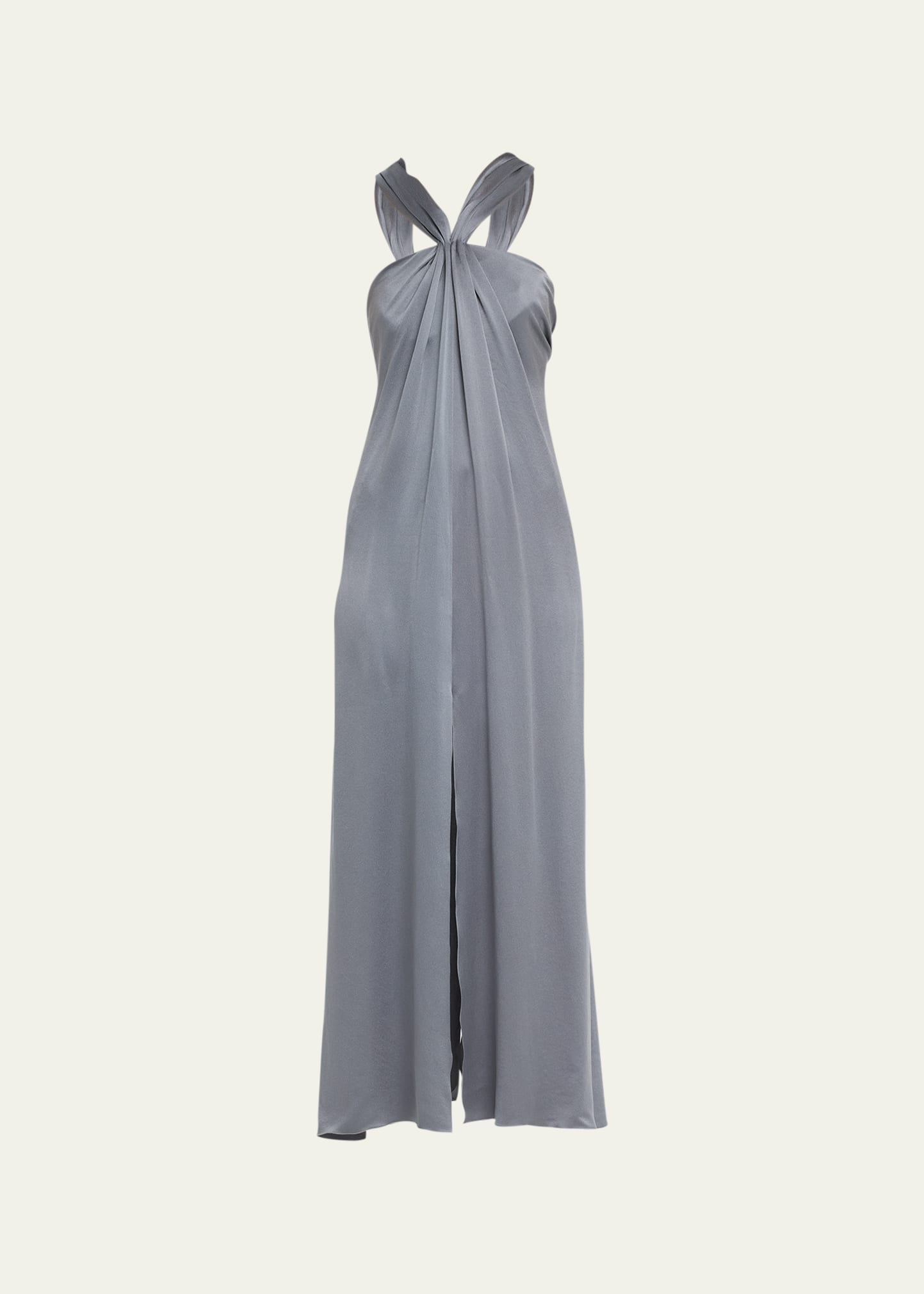 GIORGIO ARMANI GATHERED HALTER SILK GOWN