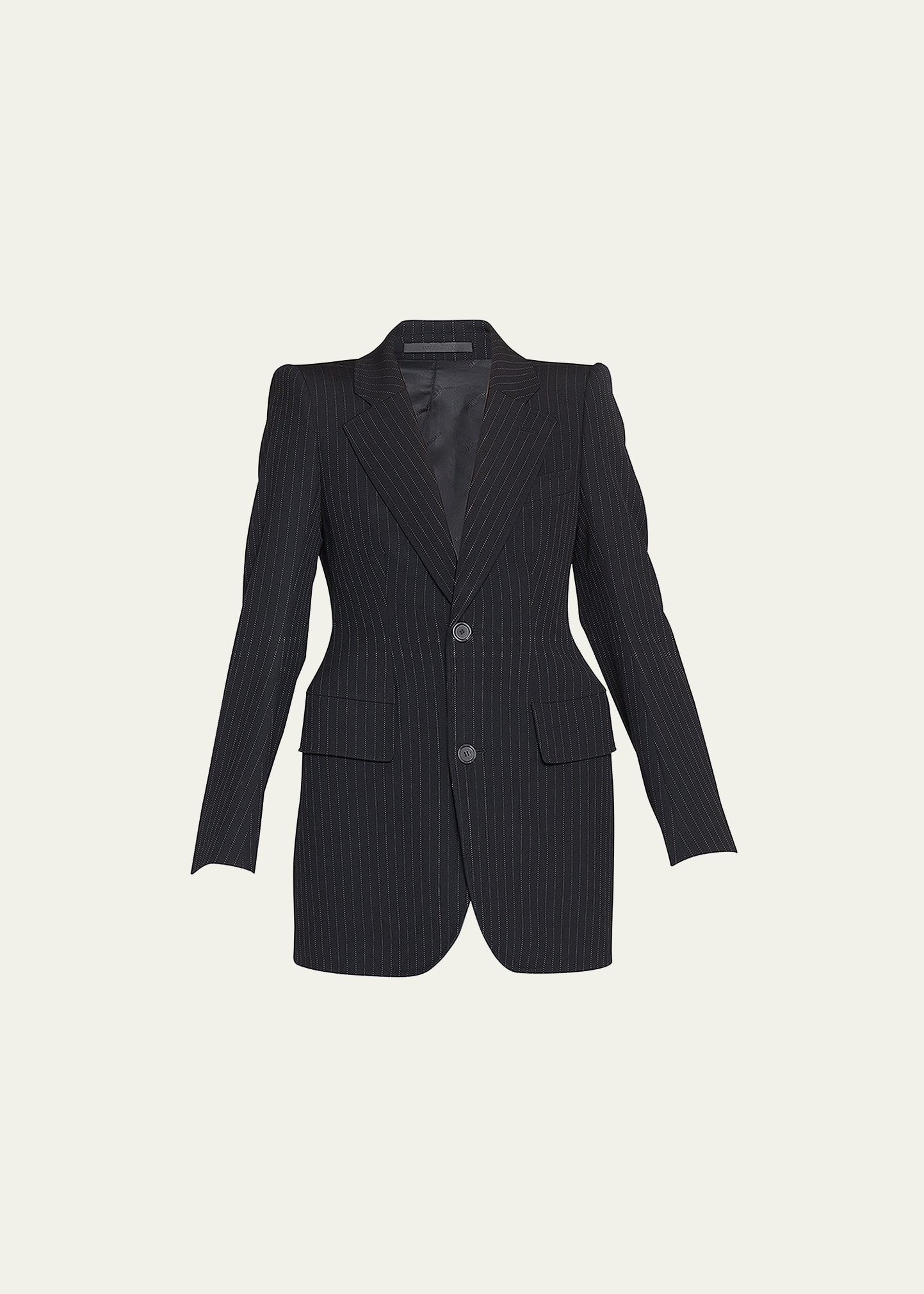 Shop Balenciaga Hourglass Pinstripe Blazer Jacket In Bianc/crys