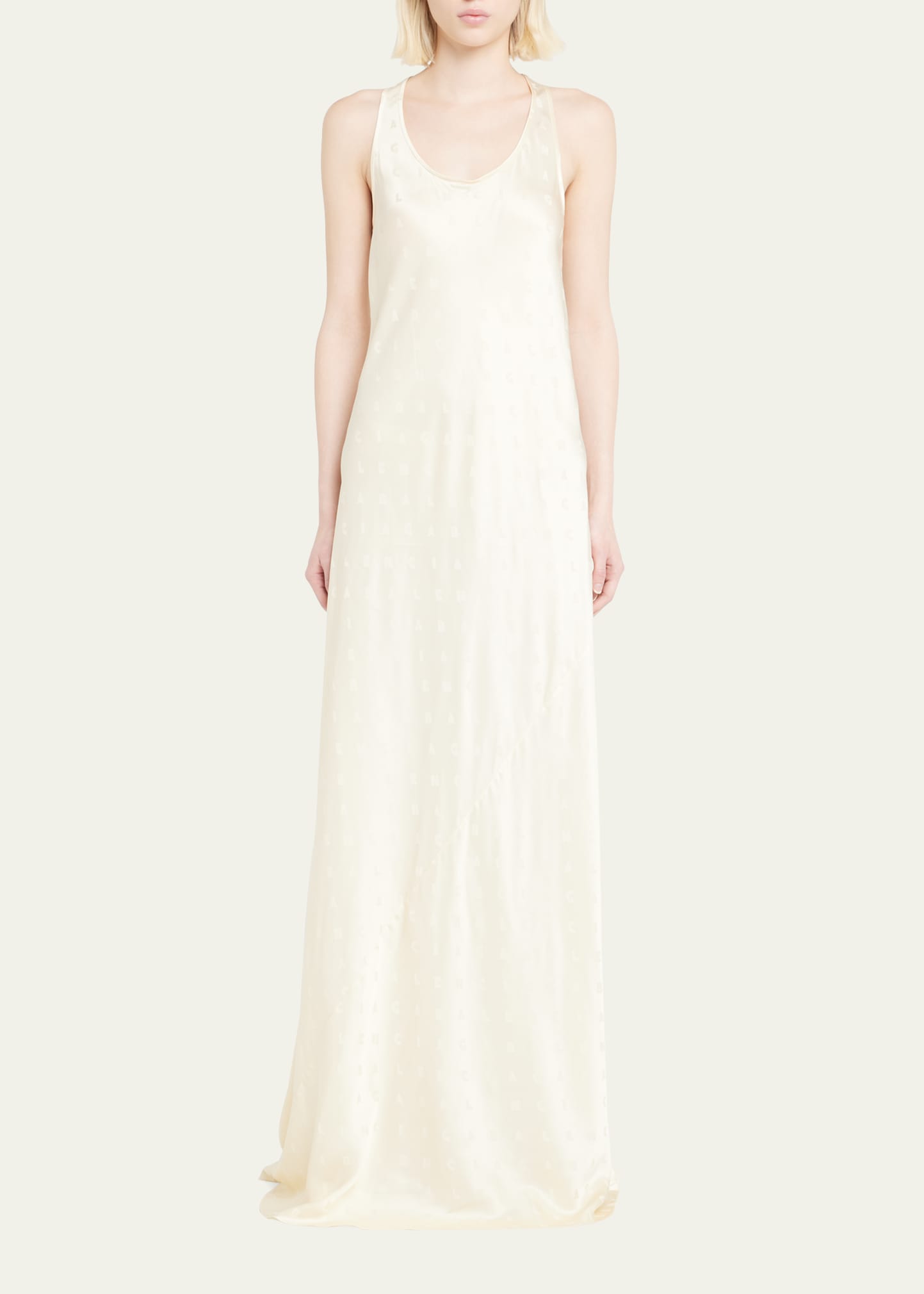 Balenciaga Racer Back Viscose Gown In Creme
