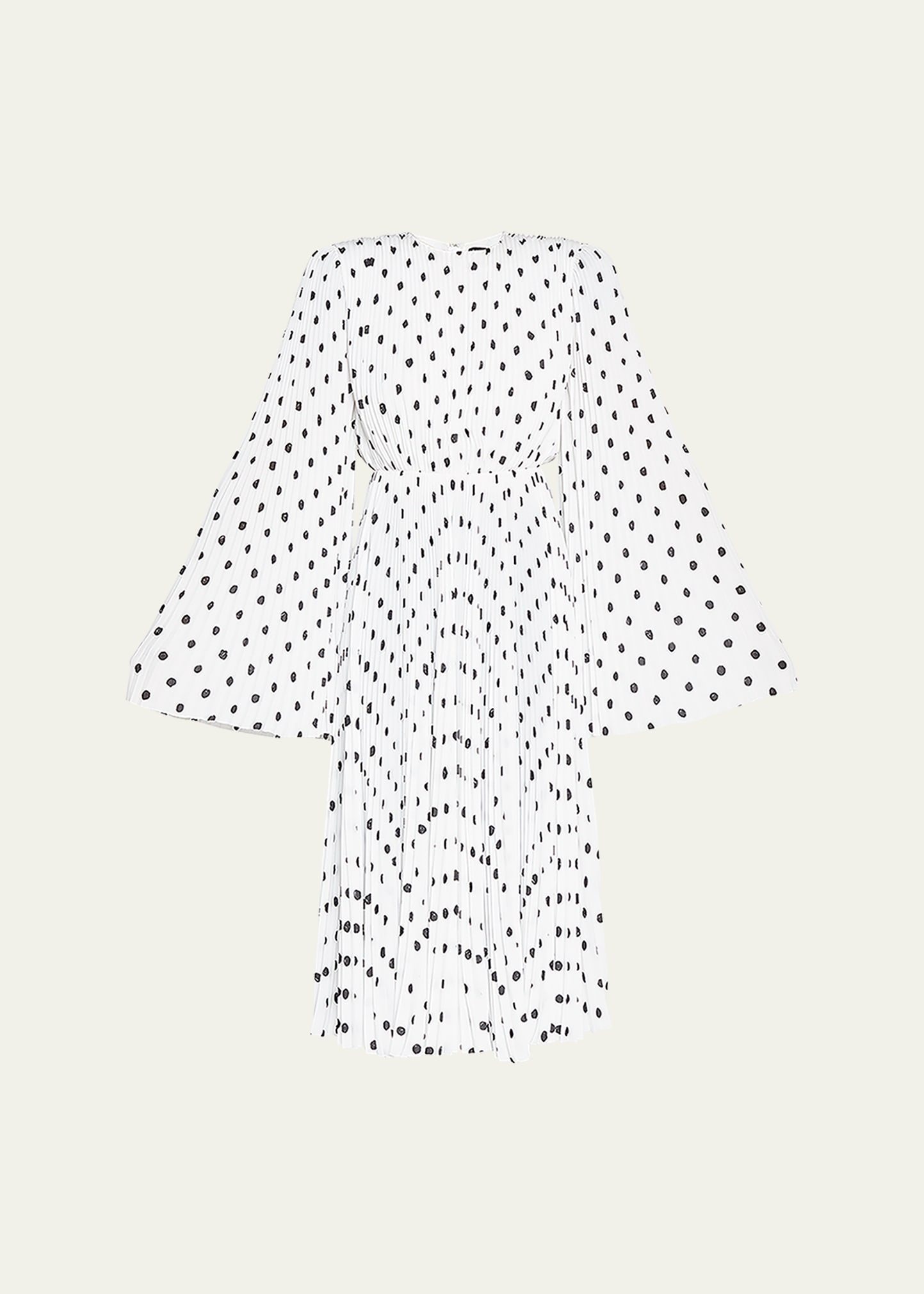 Balenciaga Women's Hand Drawn Polka Dot Pleated Dress In White