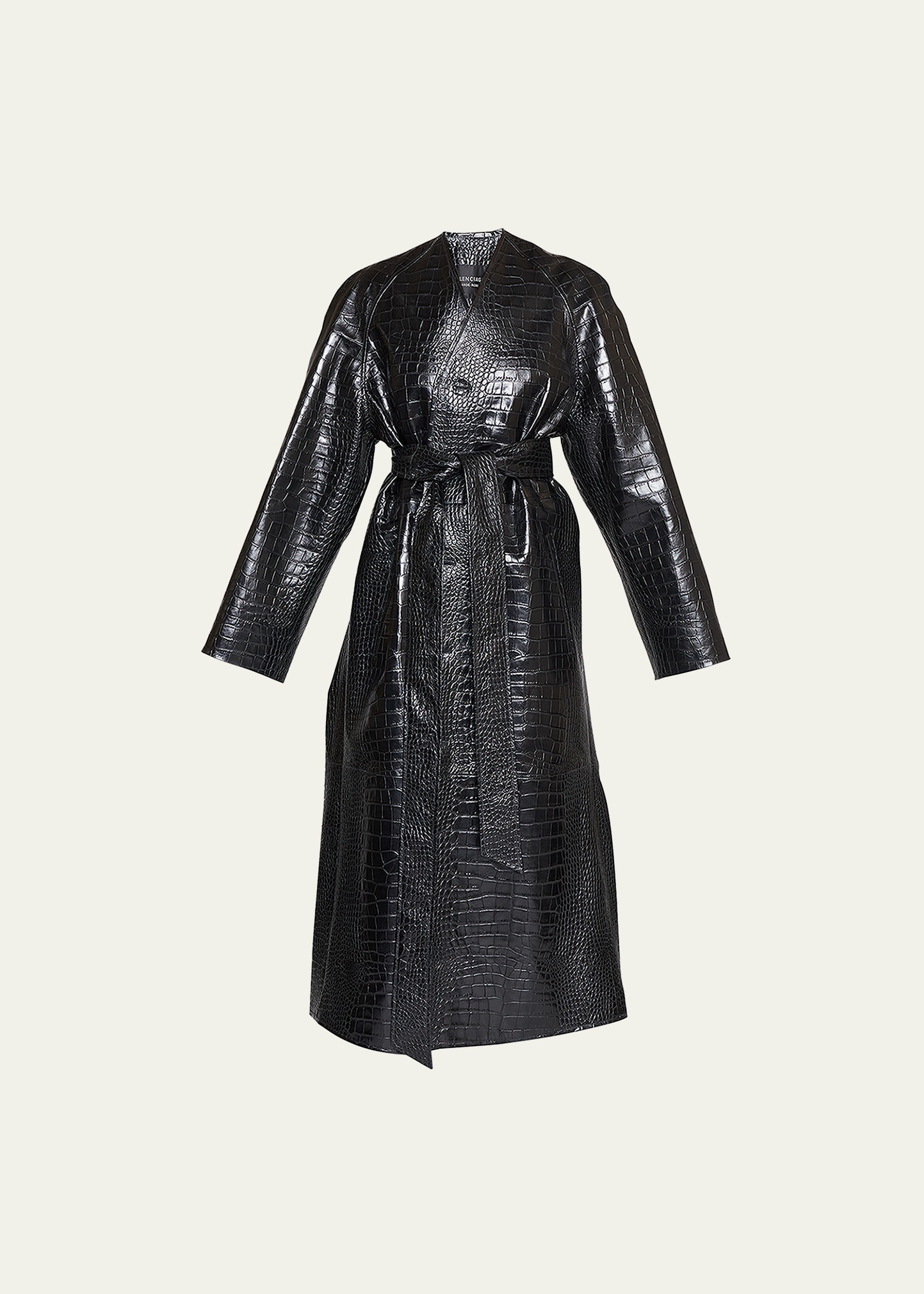 Balenciaga Crocodile Print Leather Lining Coat In Noir