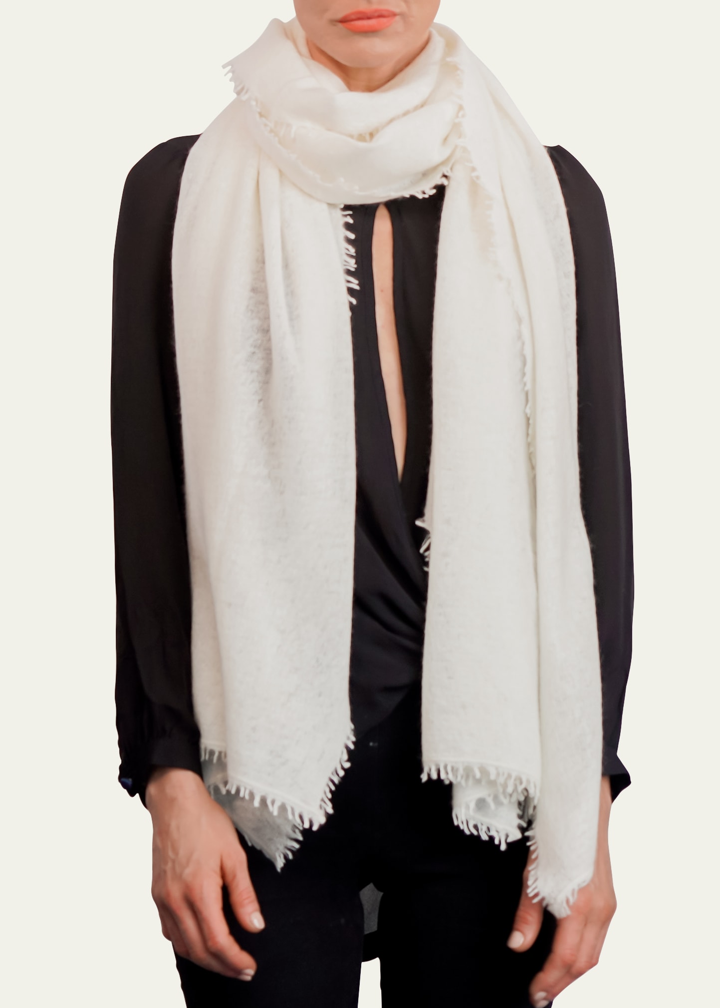 Ian Saude Sophie Cashmere Wrap In Natural White