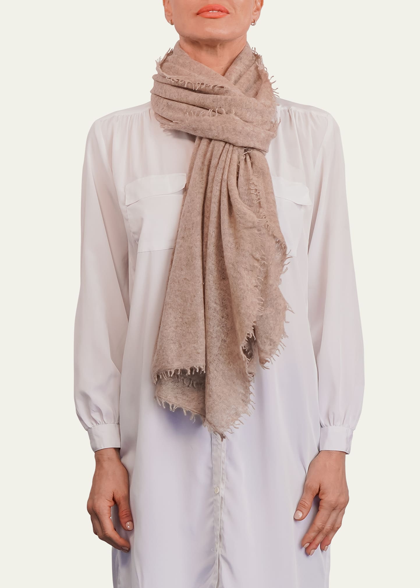 Ian Saude Sophie Cashmere Wrap In Light Coffee