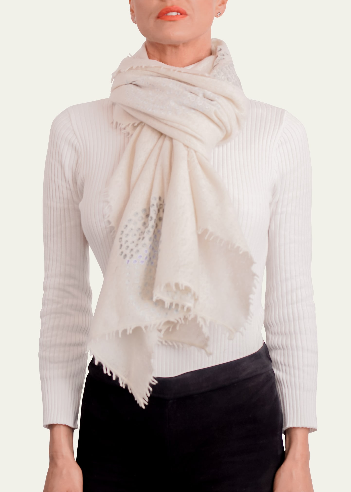 Ian Saude Scattershot Cashmere Scarf In Ivory