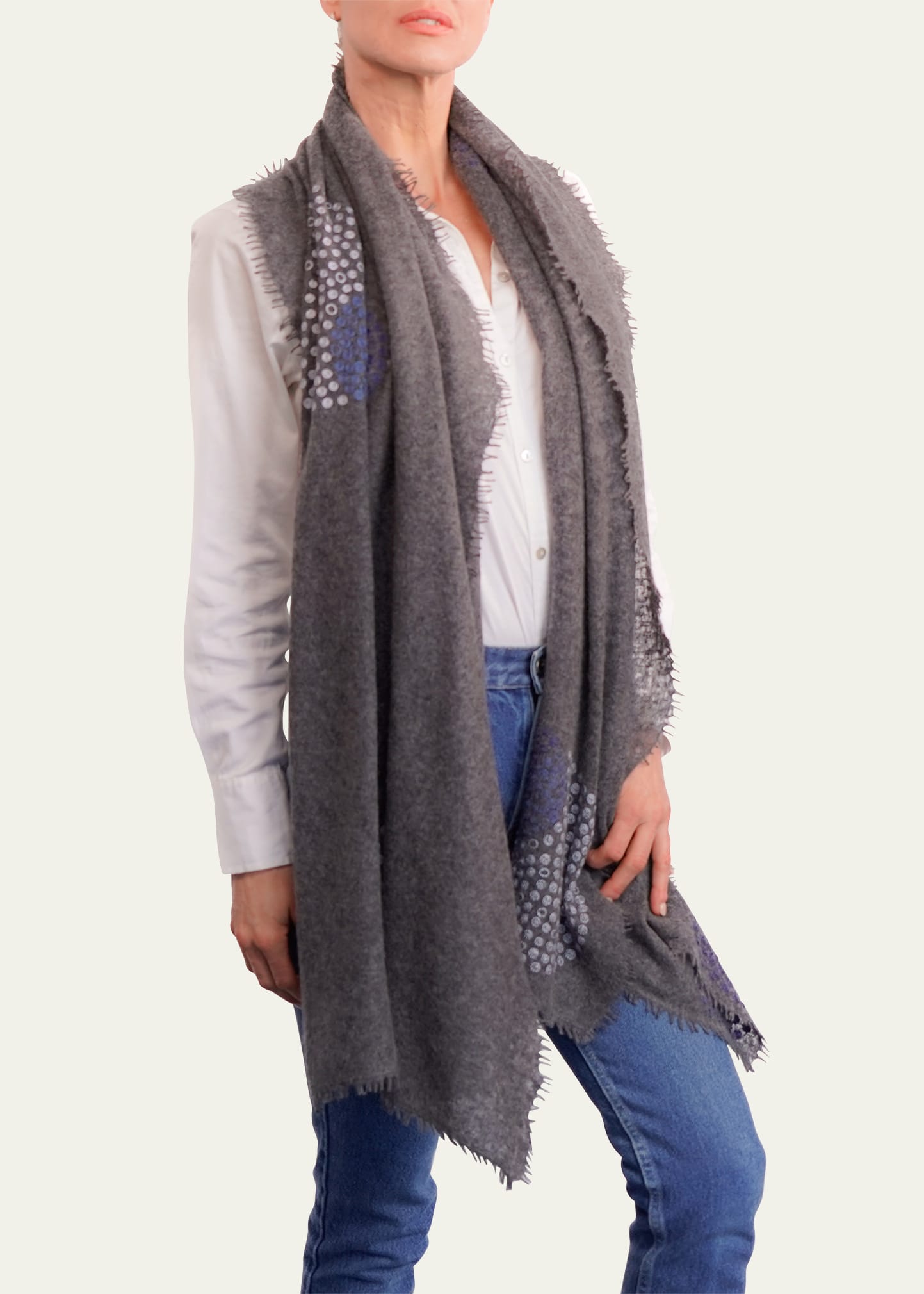 Ian Saude Scattershot Cashmere Scarf In Charcoal