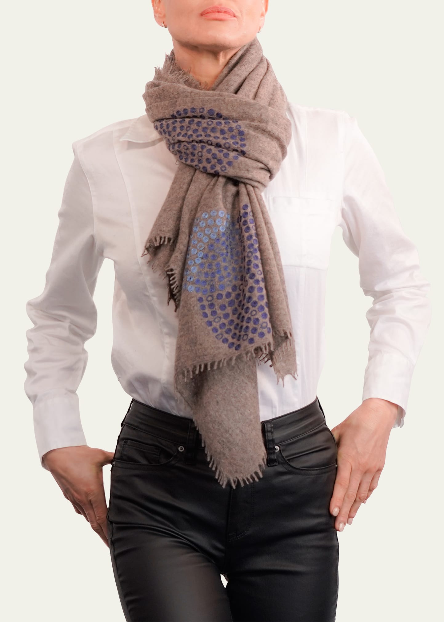 Ian Saude Scattershot Cashmere Scarf In Coffee