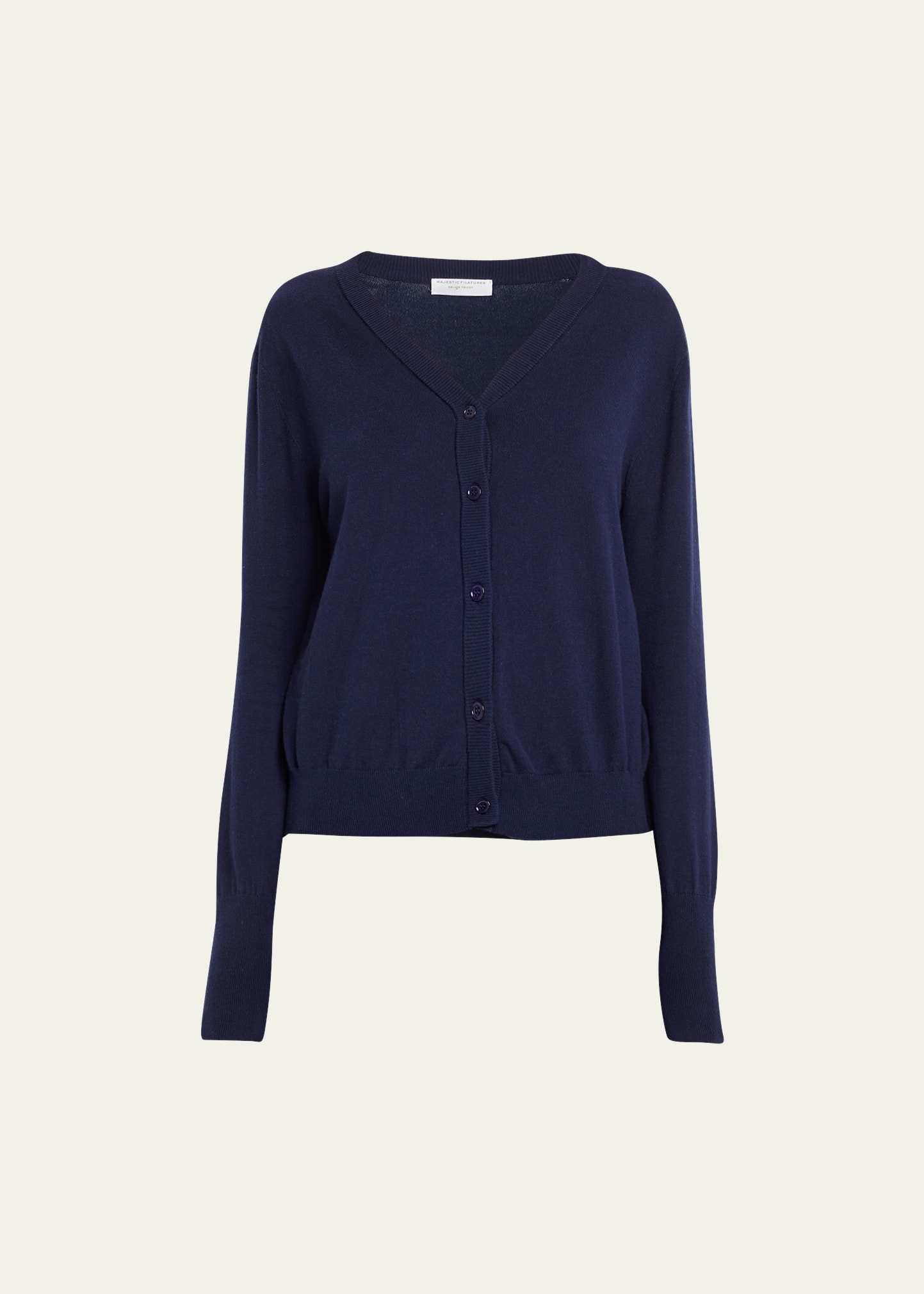 Majestic Organic Cotton Button-front Cardigan In Marine