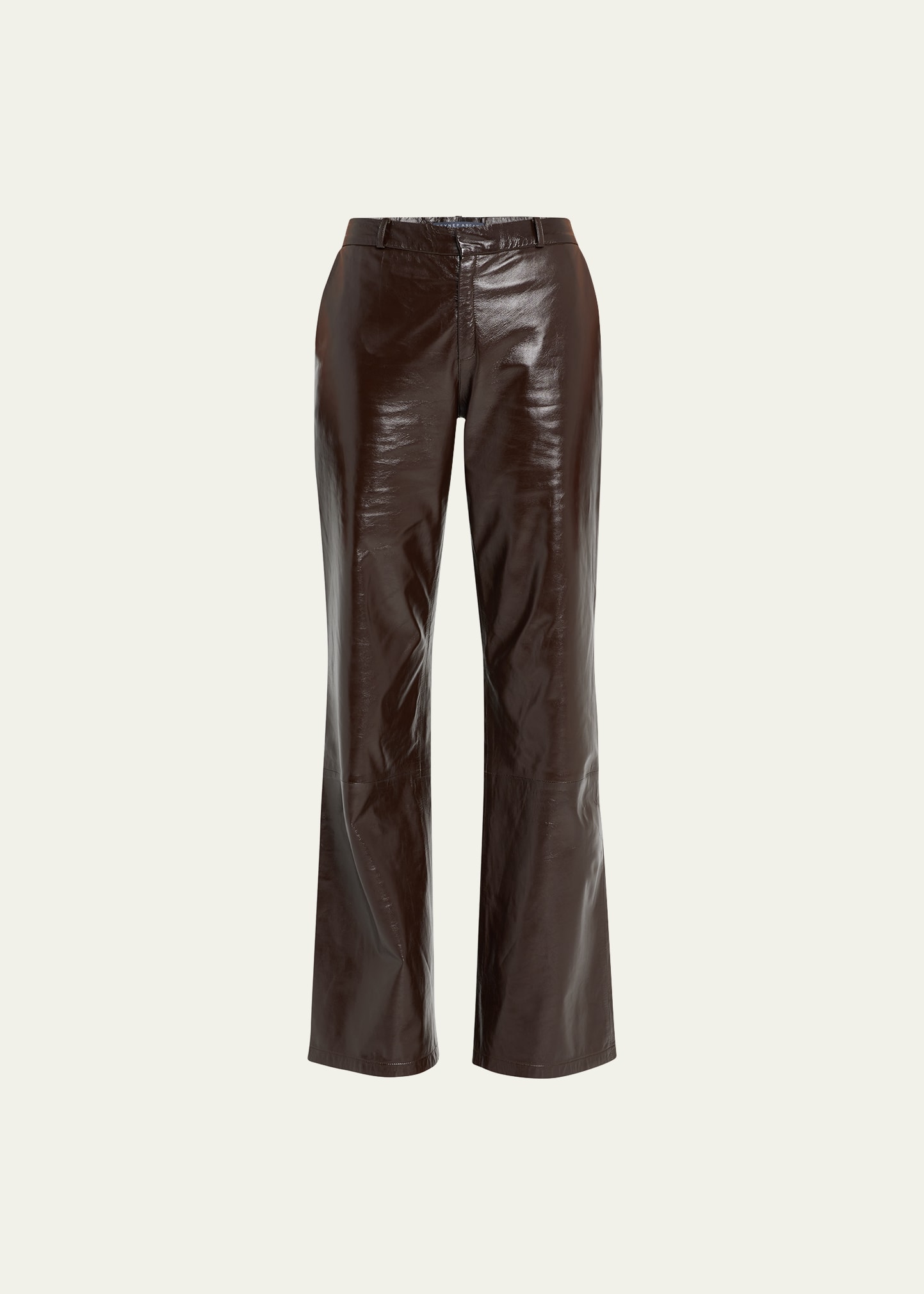 Shop Zeynep Arcay Low-waist Leather Cigarette Pants In Dark Brown