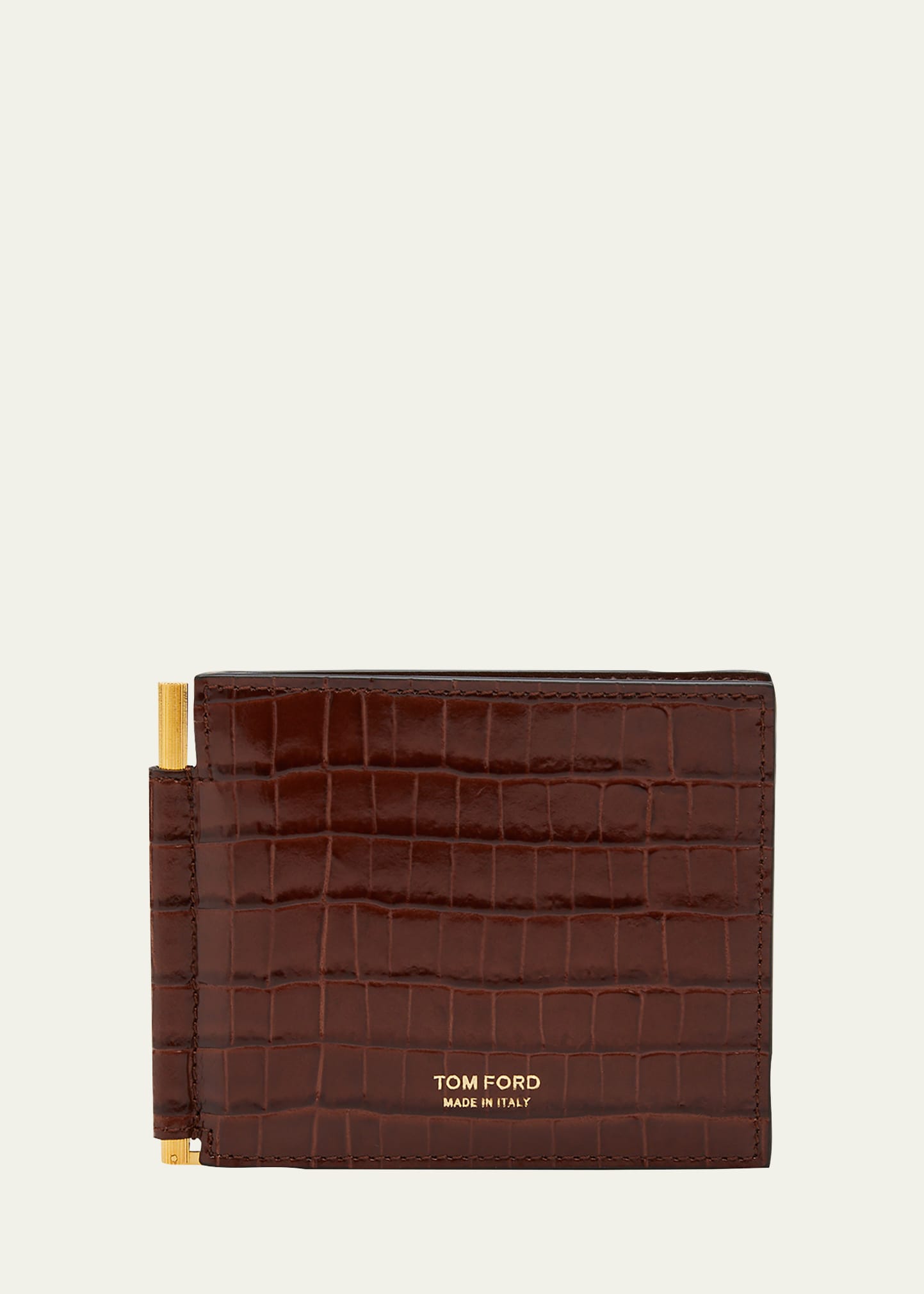 Men's Croc-Printed Leather Money Clip Wallet