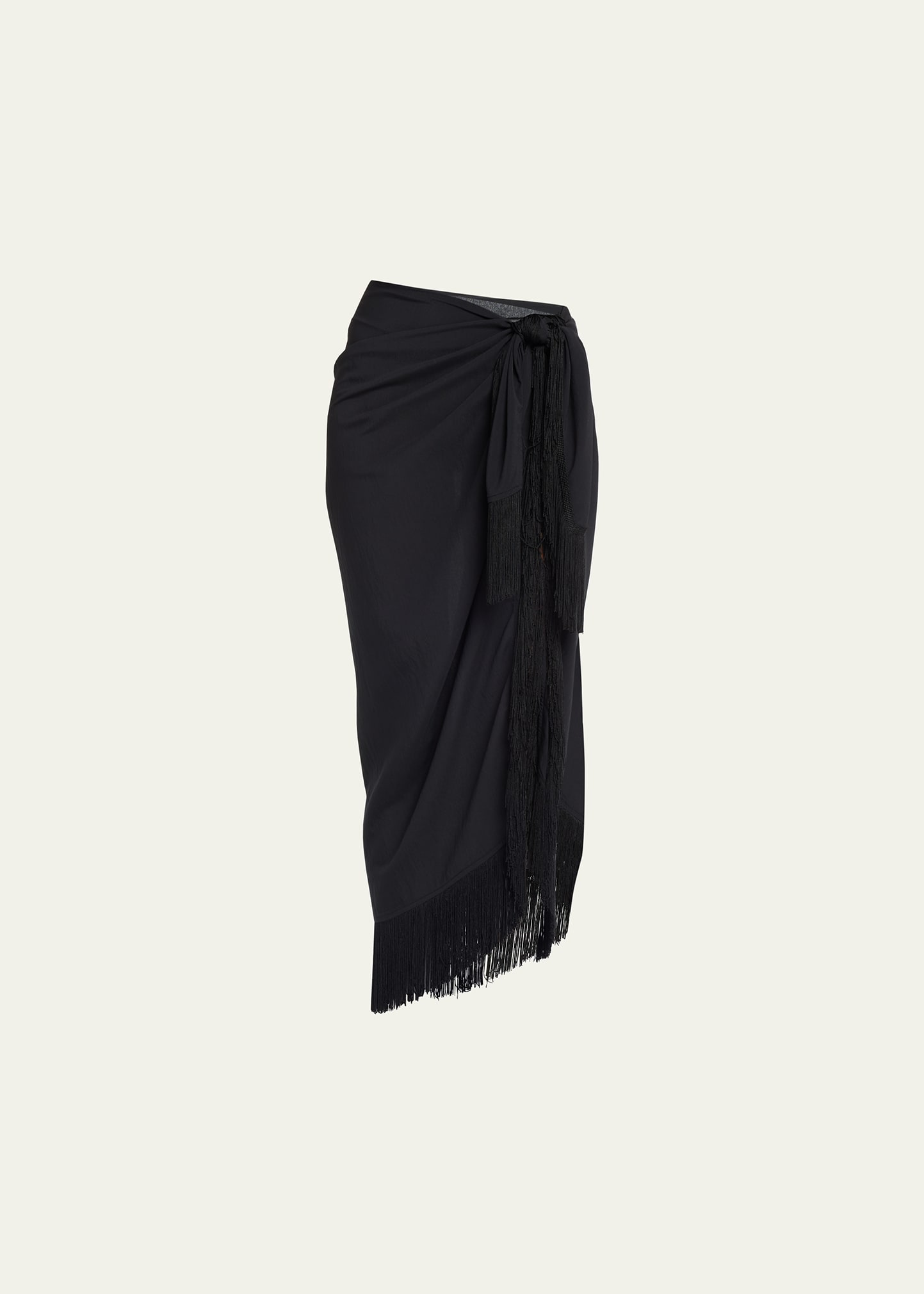 Clammy Solid Fringe-Trim Sarong Coverup