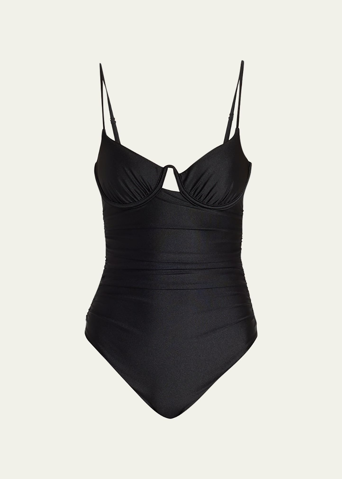 Simkhai Laine Ruched Underwire One-piece Swimsuit In Black